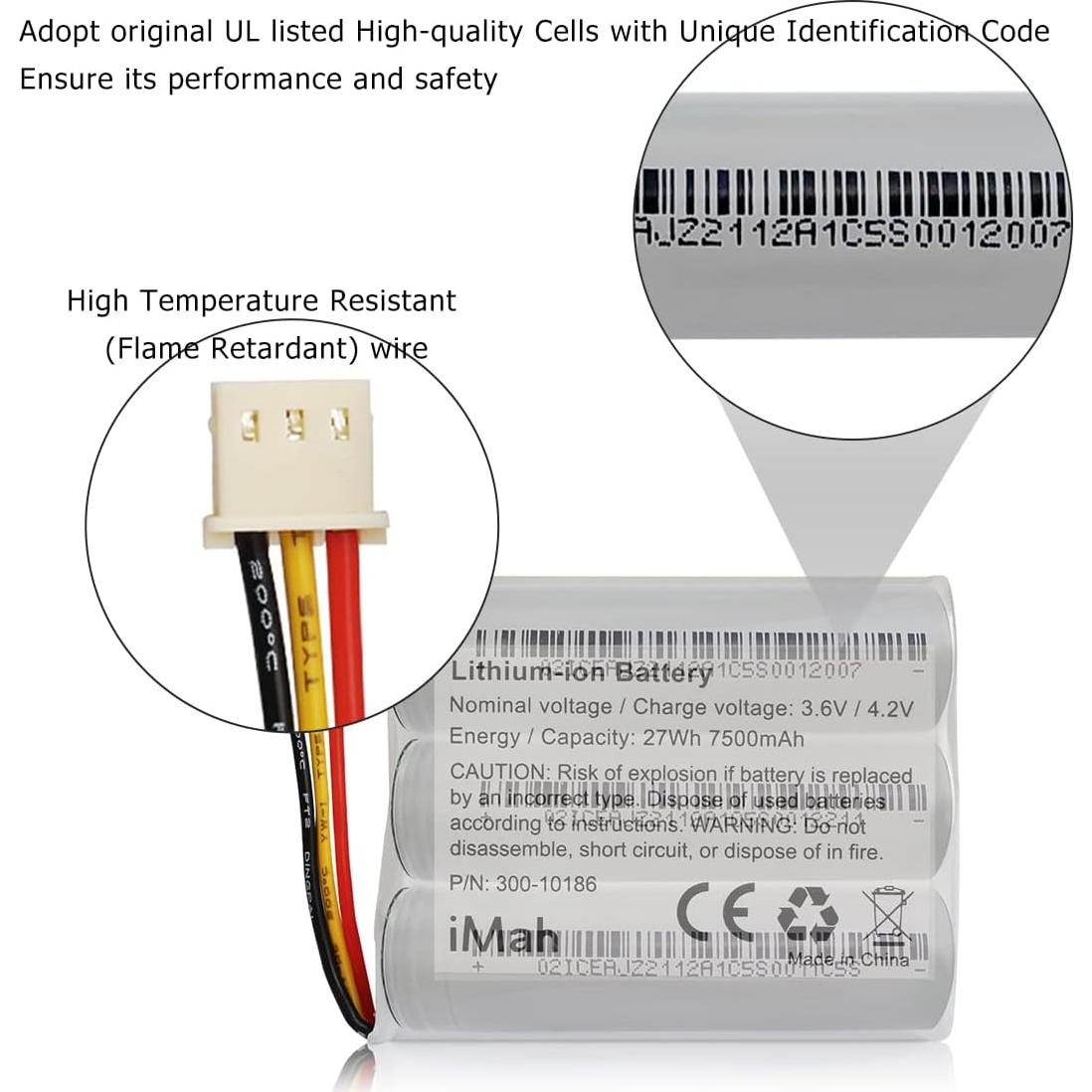 Batería de Reemplazo iMah 300-10186 para Panel ADT Command 3.6V