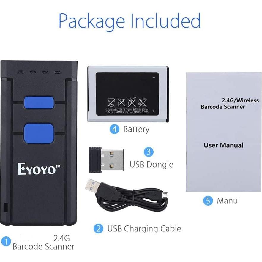 Escáner de Código de Barras Inalámbrico Eyoyo EY-2877CCD