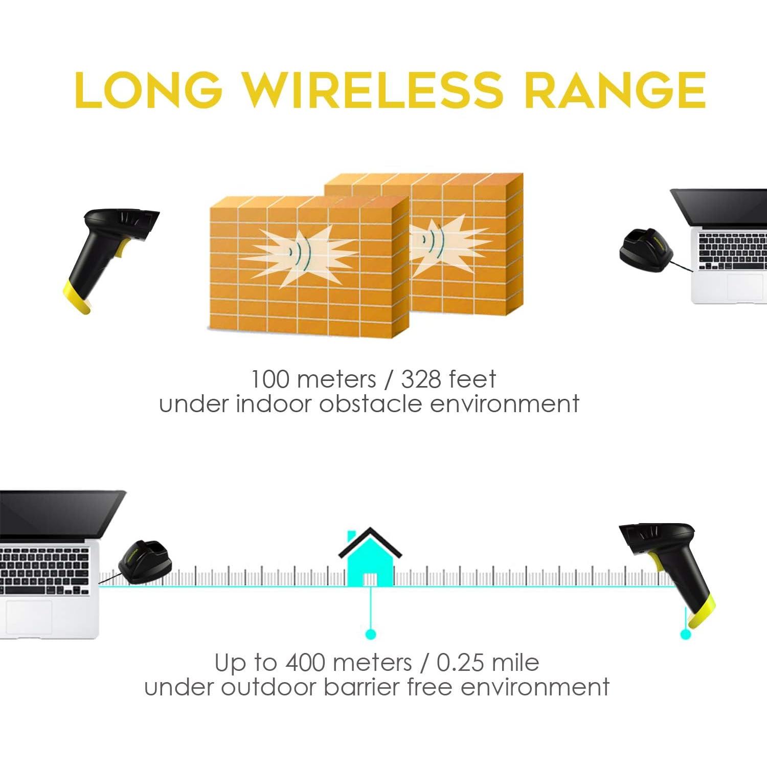 Escáner de Código de Barras Inalámbrico NADAMOO Bur3105 400m