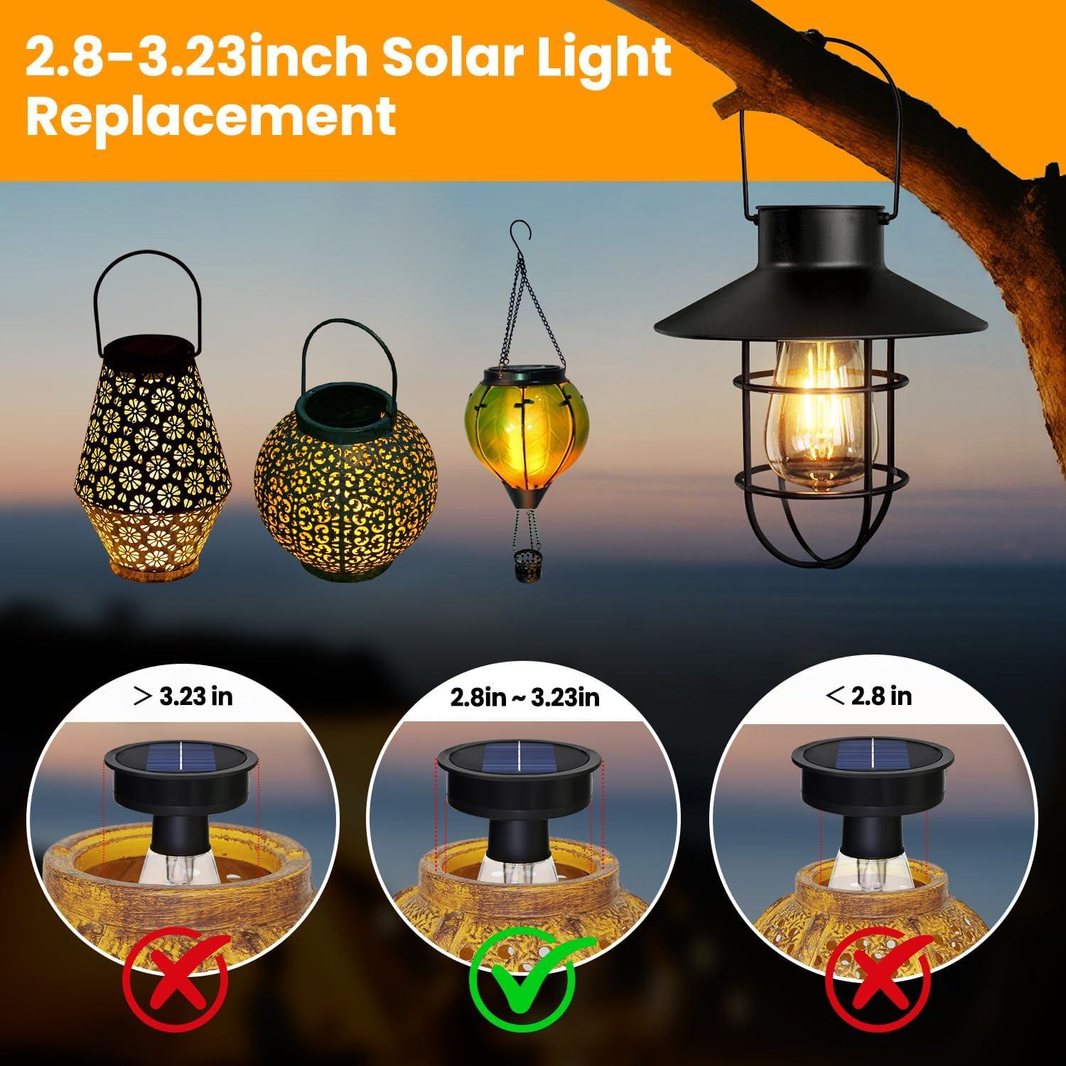 2 Piezas Reemplazo Bombillas Solares Babineto 8.2cm Impermeables