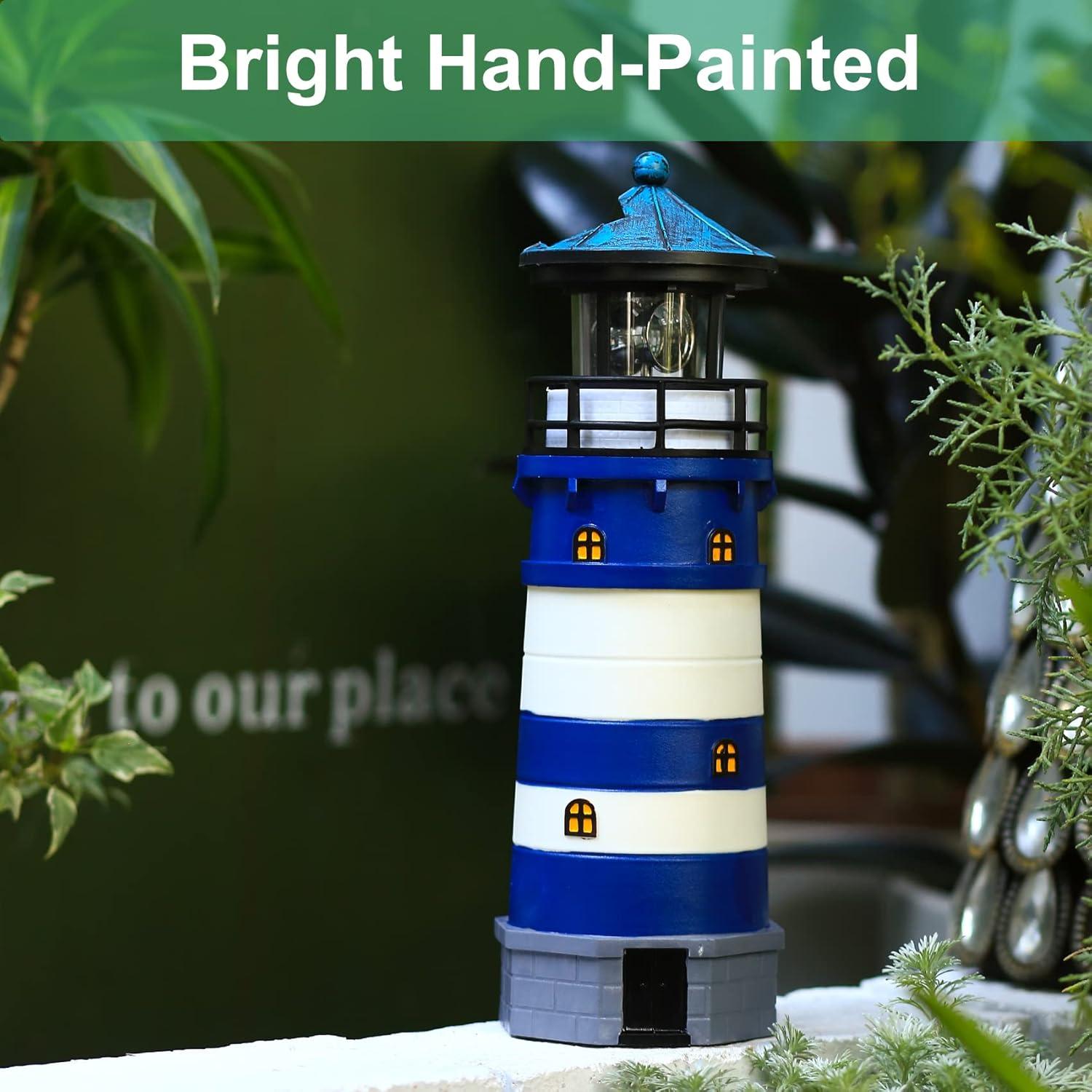 Faro Solar LED Rotativo HSHD para Jardín Azul Decorativo