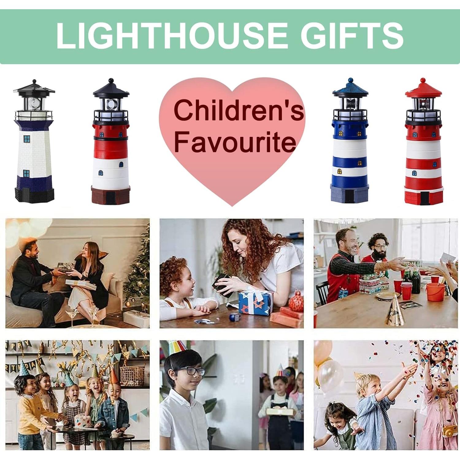 Faro Solar LED Rotativo HSHD para Jardín Azul Decorativo