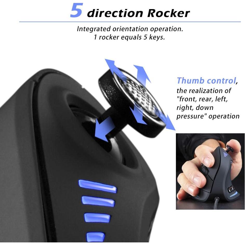 Ratón Vertical Ergonómico Attoe ATC18 10000 DPI 11 Botones