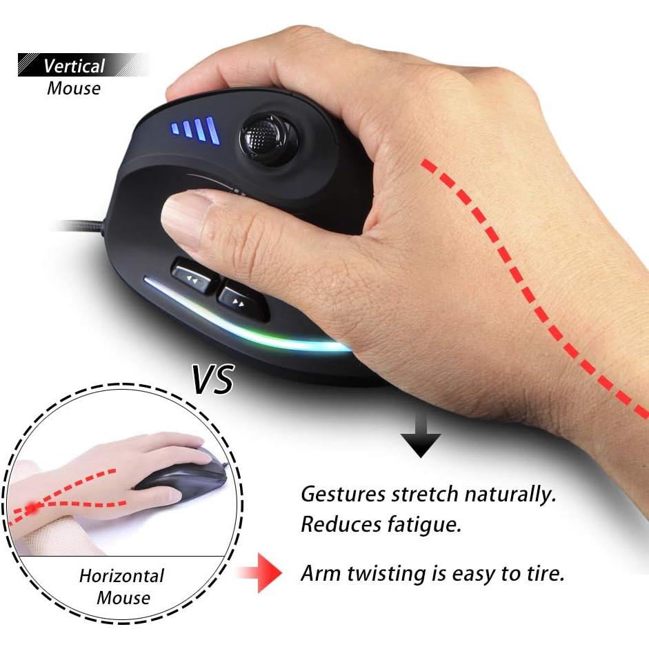 Ratón Vertical Ergonómico Attoe ATC18 10000 DPI 11 Botones