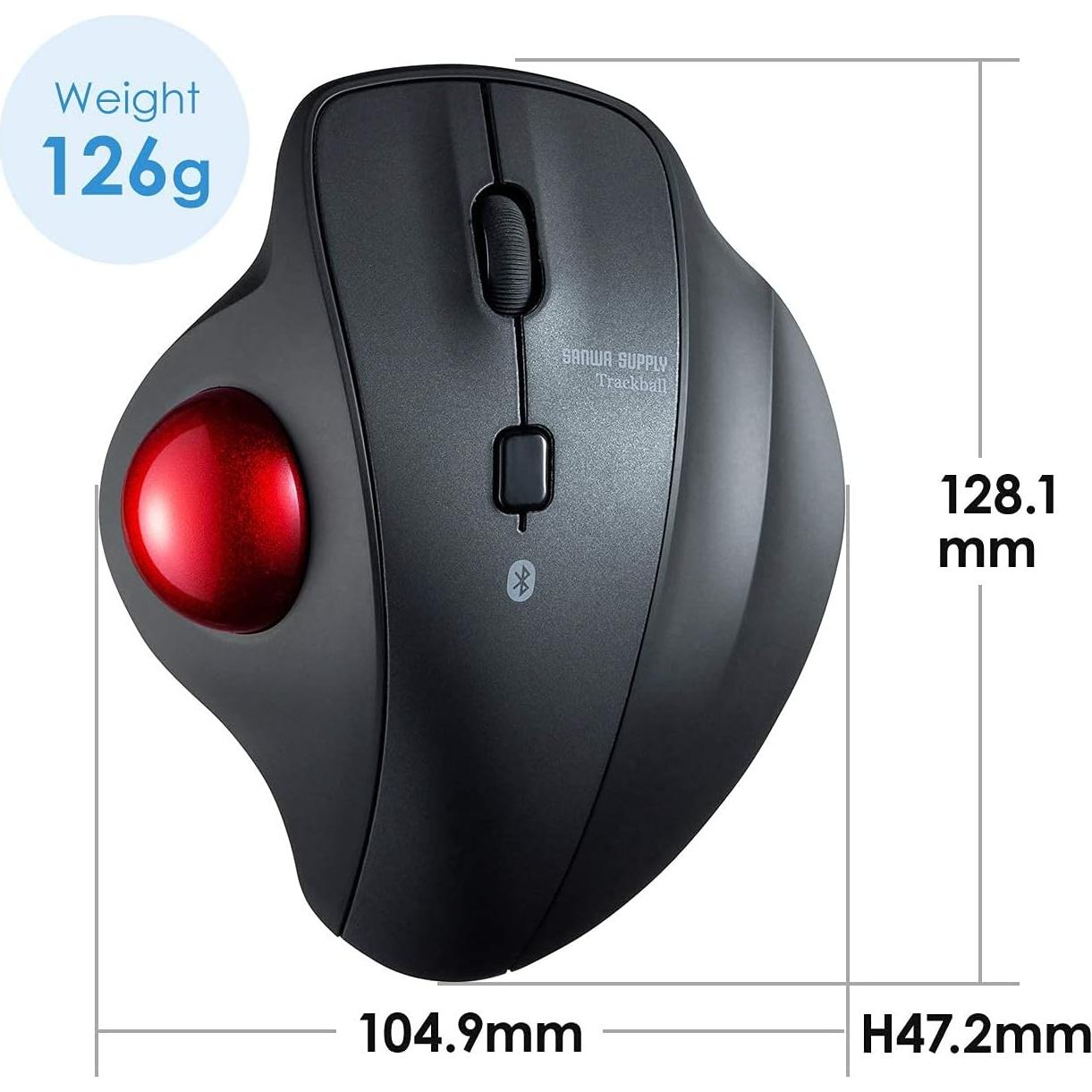 SANWA Bluetooth Ergonomic Trackball Mouse, Optical Vertical Rollerball Mice, Silent Buttons, 600/800/1200/1600 Adjustable DPI, Compatible with MacBook, Windows, macOS, iPad, Android, iOS, Chrome OS