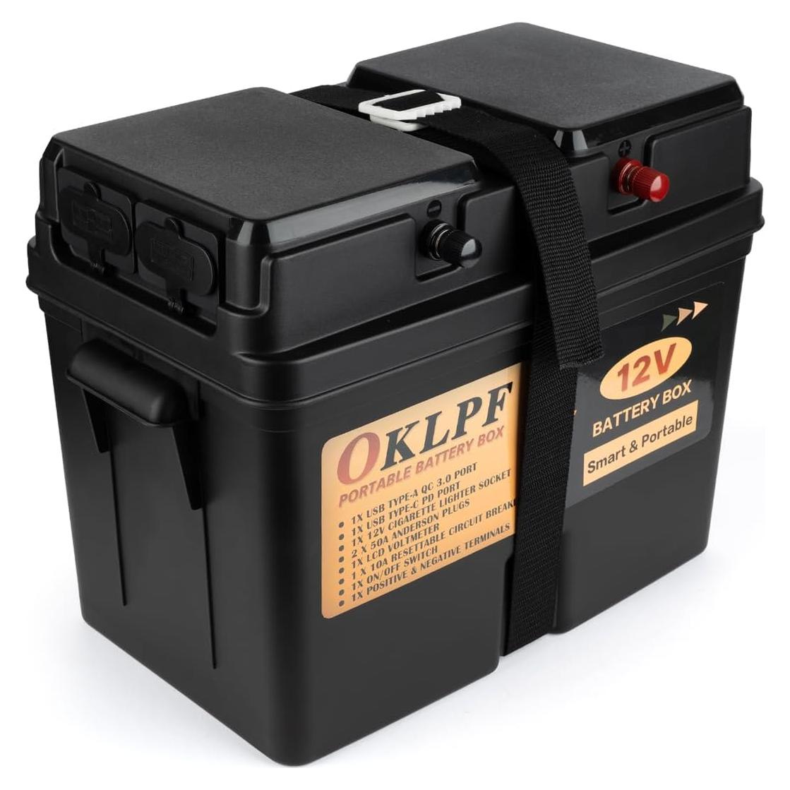 Caja de Batería Inteligente OKLPF 12V para Barcos y RV
