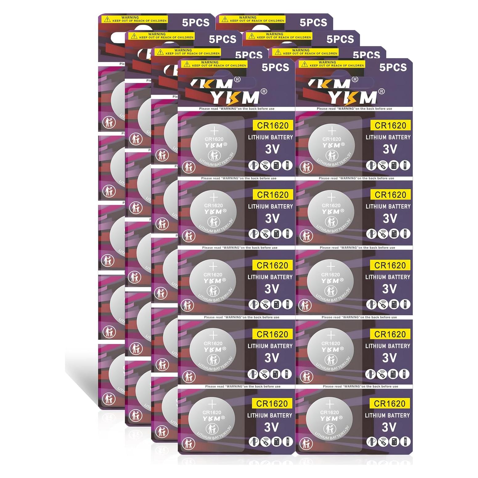 Baterías de Litio YKM CR1620 3V - Paquete de 40 Unidades