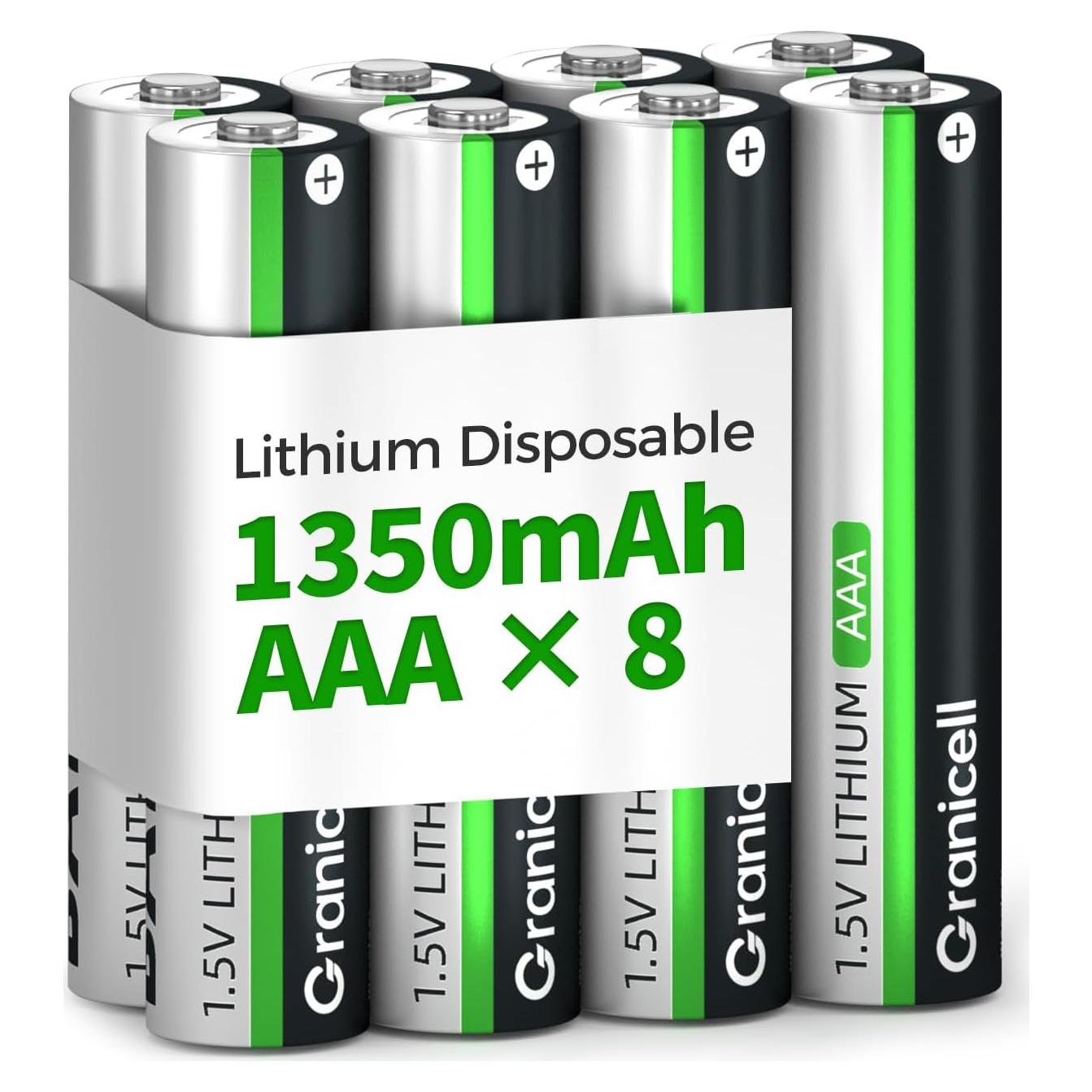 Baterías de Litio AAA 1.5V 1350mAh - A Prueba de Fugas (8-Pack)