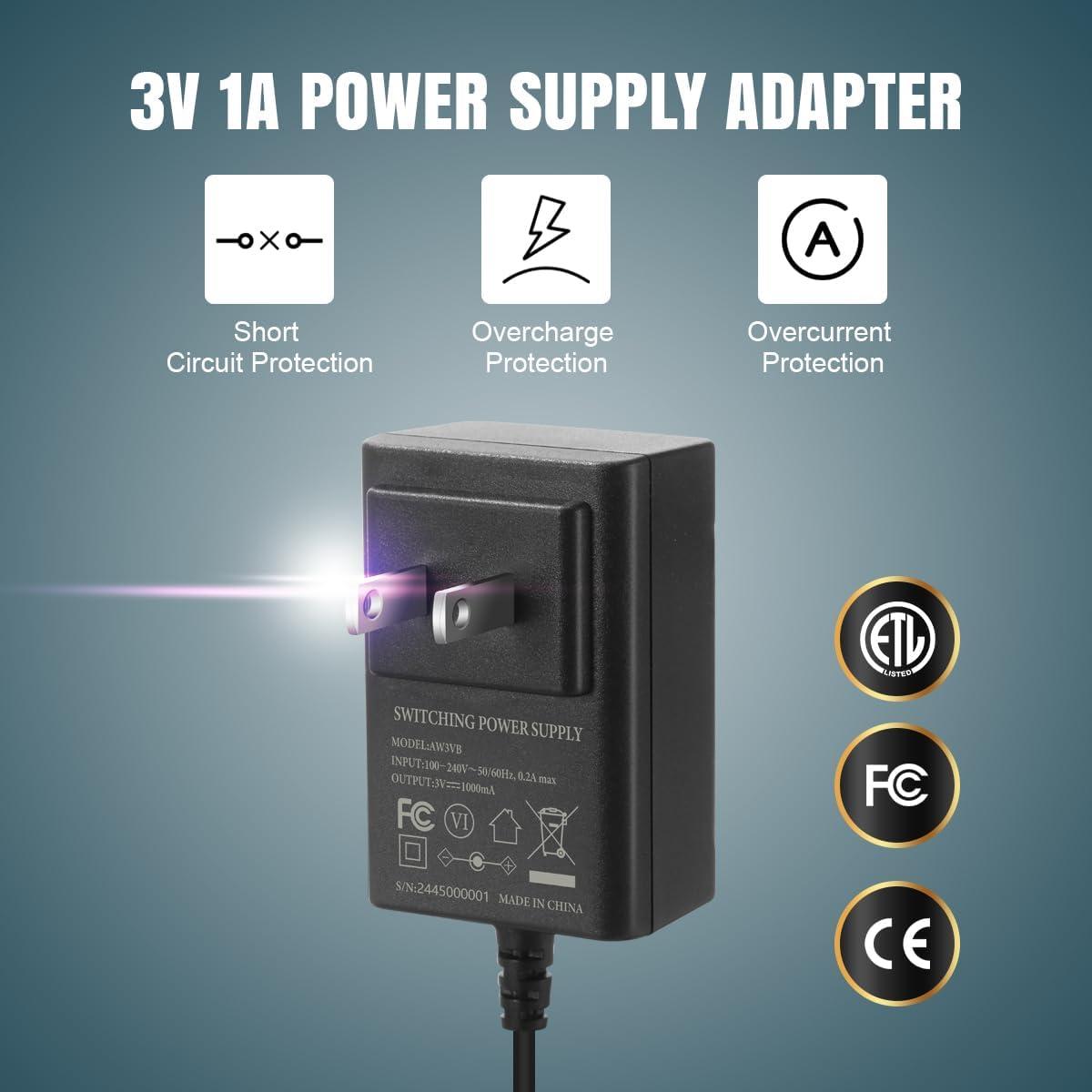 Adaptador de Fuente de Alimentación AC Lenink 3V 1A para 2 Baterías AA