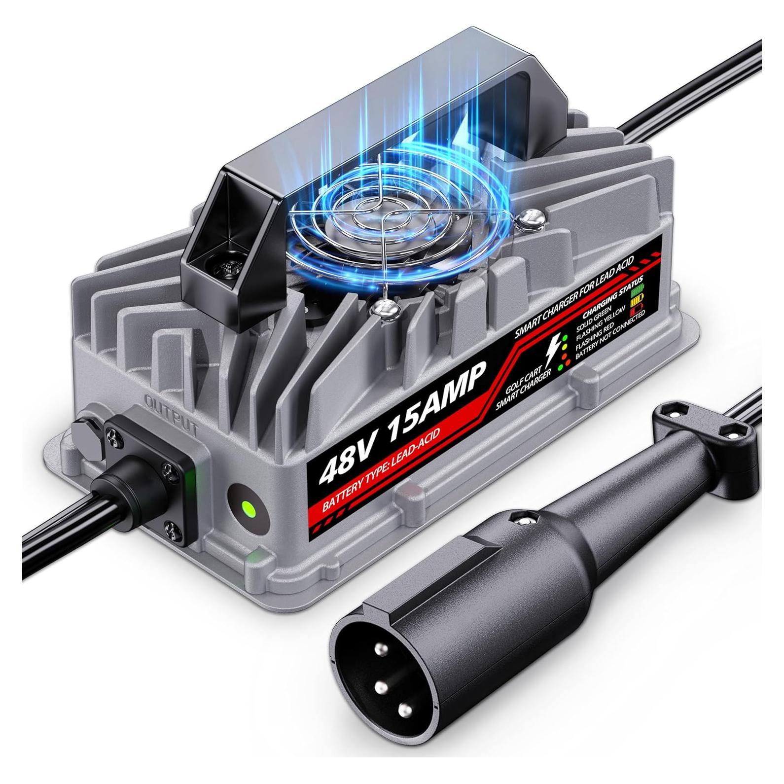 Cargador de Batería 48V 15A Akizbeir para Carrito Golf