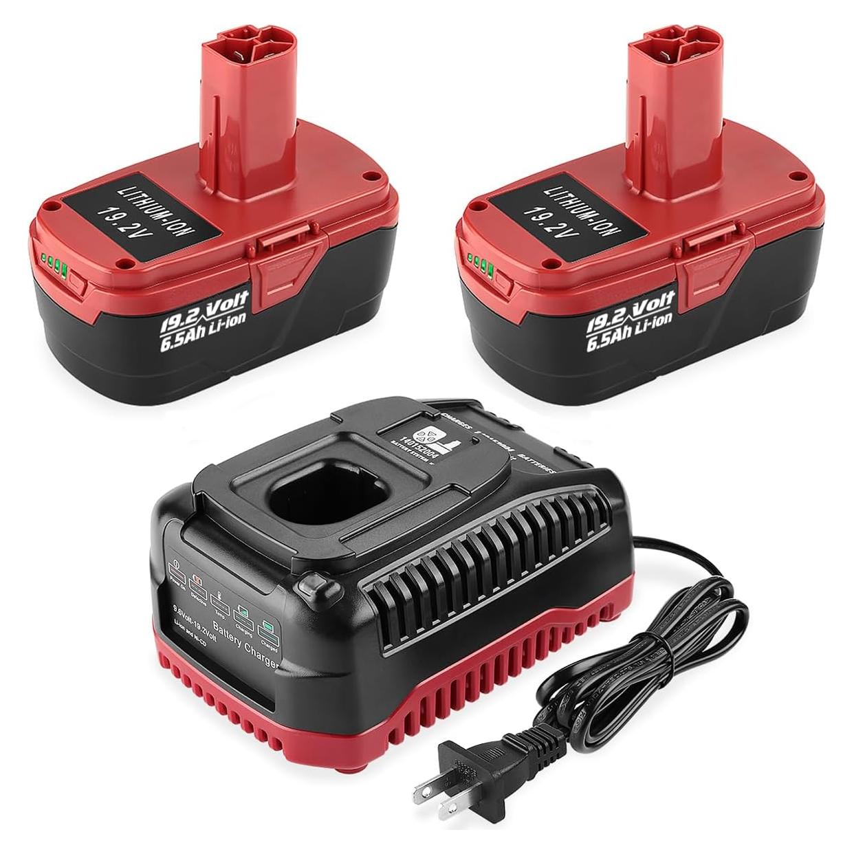 Paquete de 2 Baterías de Litio 6.5Ah 19.2V + Cargador Craftsman