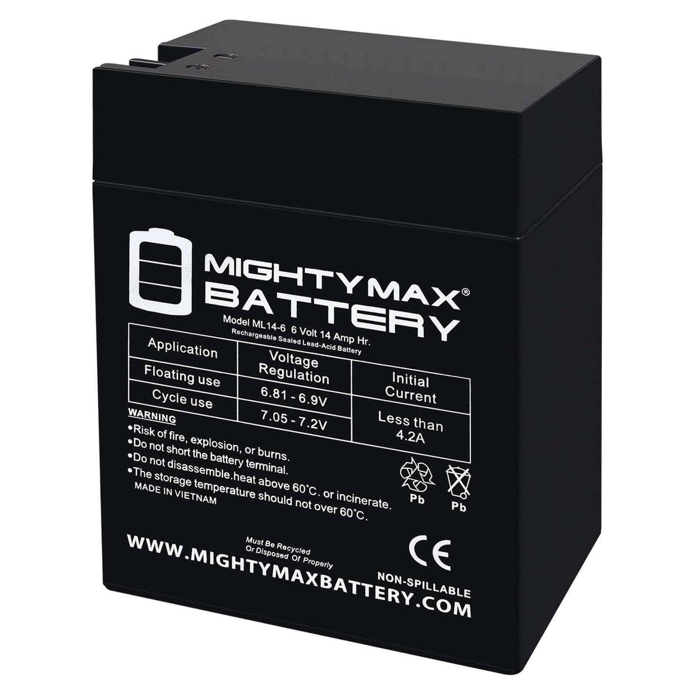 Batería recargable SLA AGM 6V 14AH Mighty Max Battery