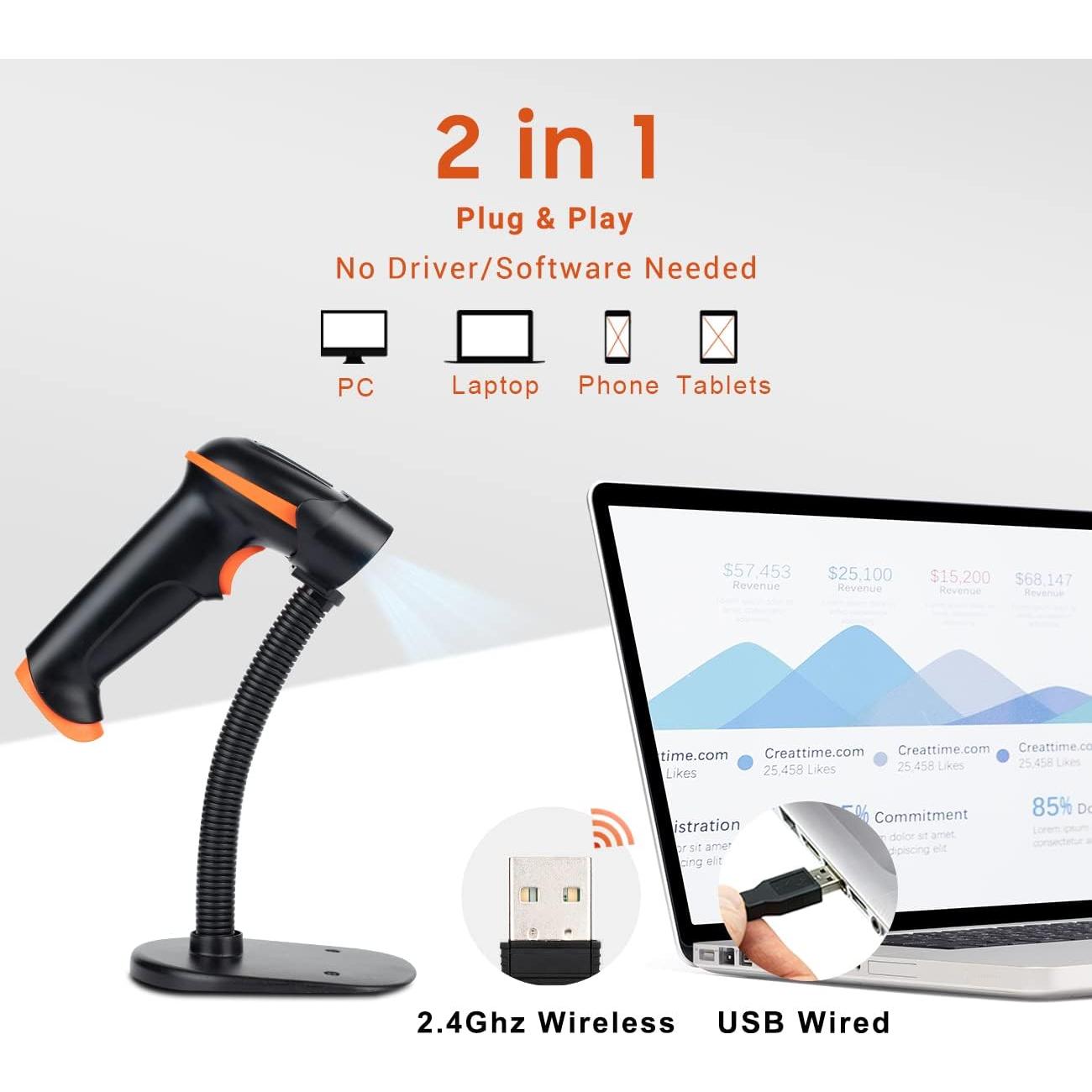 Escáner de Código de Barras Inalámbrico Tera 5100-Z 1D USB