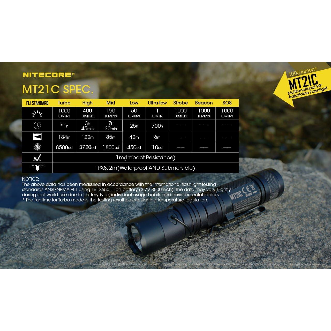 Linterna LED Nitecore MT21C 1000 Lúmenes Ajustable 90°