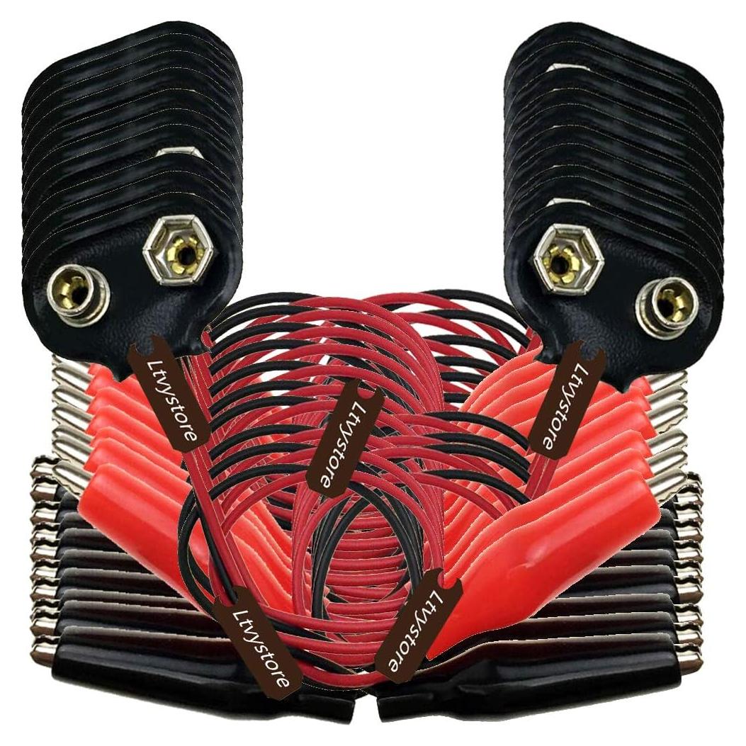 Conector de Batería 9V Ltvystore con Clips de Cocodrilo - 20 Piezas