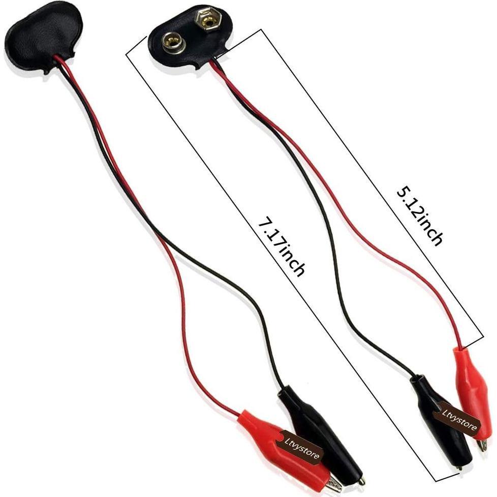 Conector de Batería 9V Ltvystore con Clips de Cocodrilo - 20 Piezas