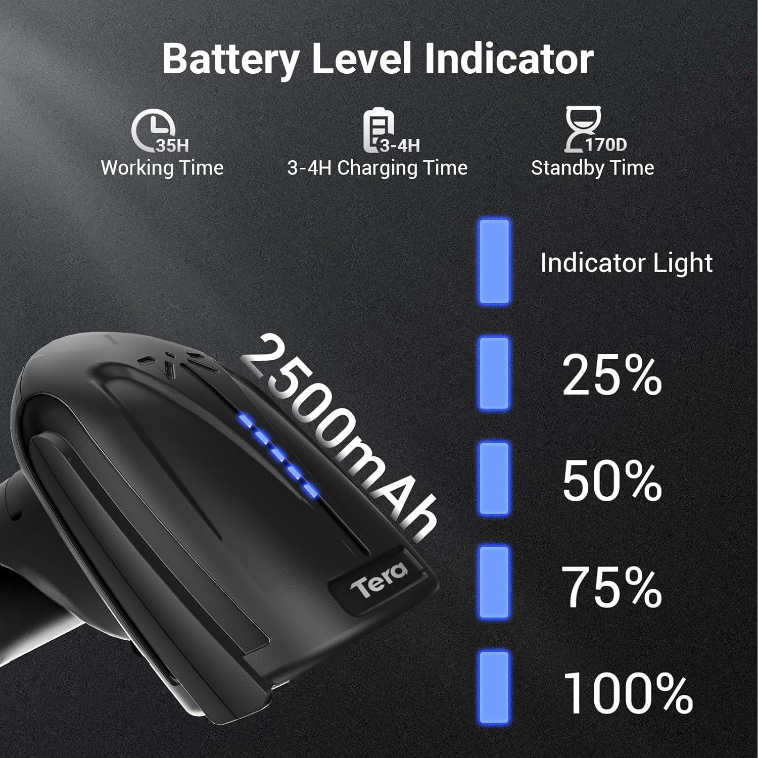 Escáner de Código de Barras Inalámbrico Tera 8100 Pro 2500mAh