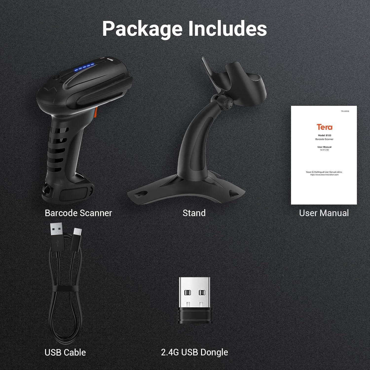 Escáner de Código de Barras Inalámbrico Tera 8100 Pro 2500mAh