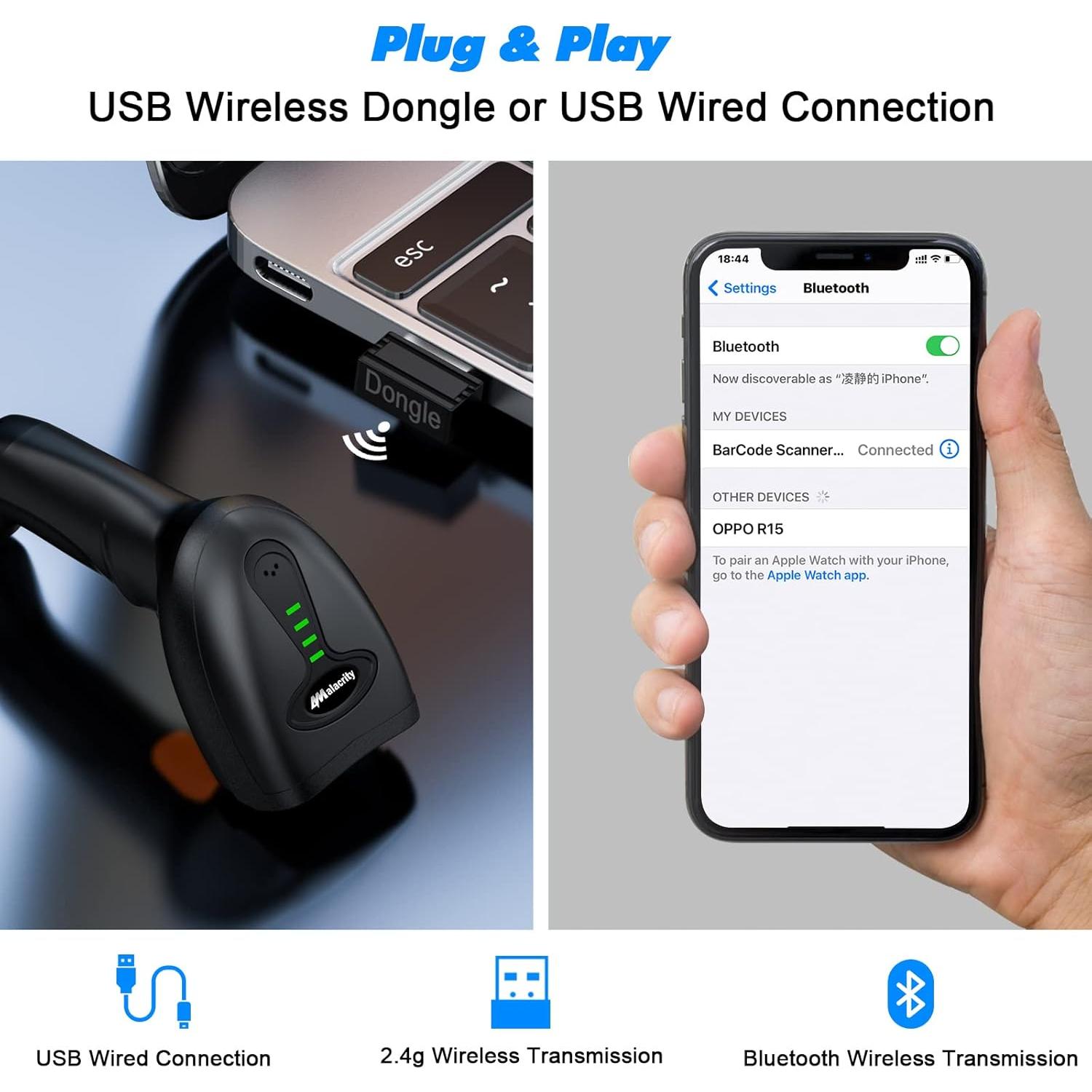 Escáner de Código de Barras Inalámbrico Alacrity NA-4590CB-A