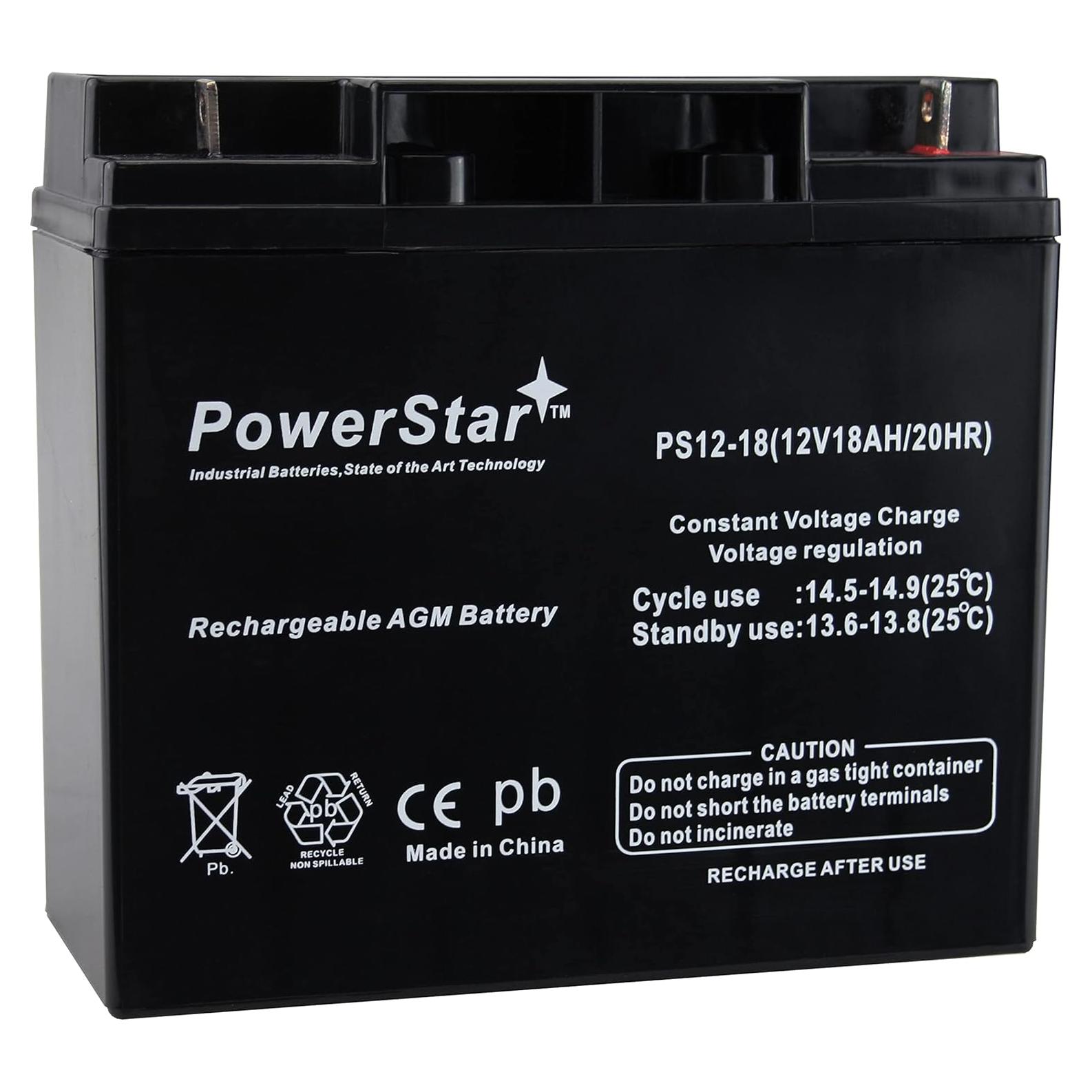 Batería de Plomo Ácido Sellada PowerStar 12V 18Ah - SLA Recargable