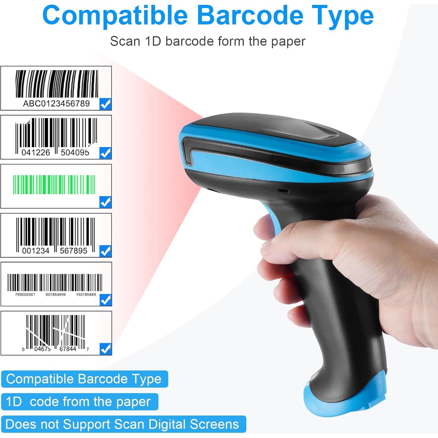 Escáner de Código de Barras 1D Onewscan Inalámbrico USB