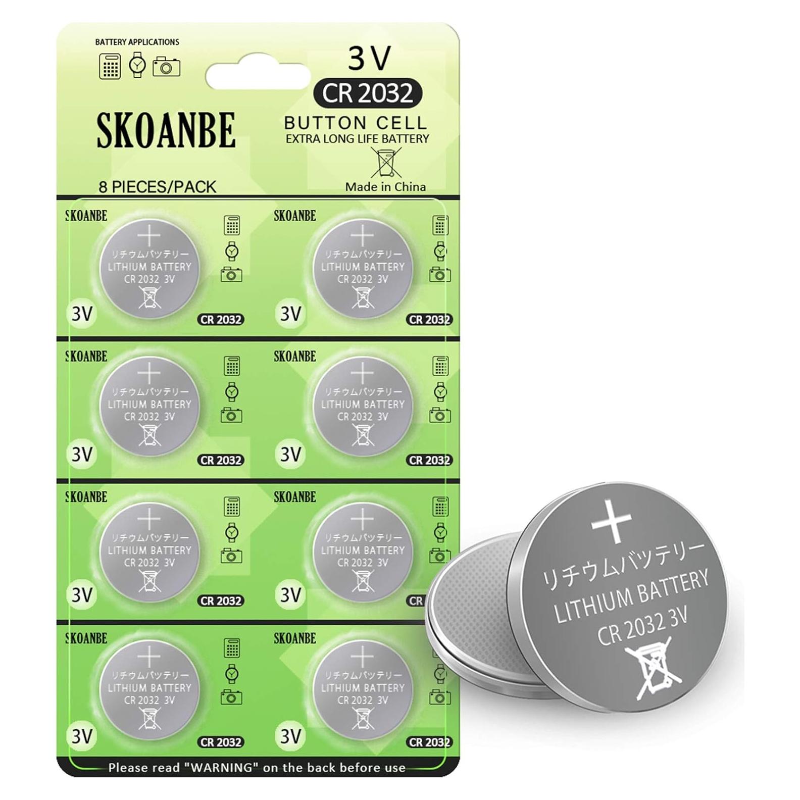 Baterías de Litio CR2032 3V SKOANBE - 8 Piezas