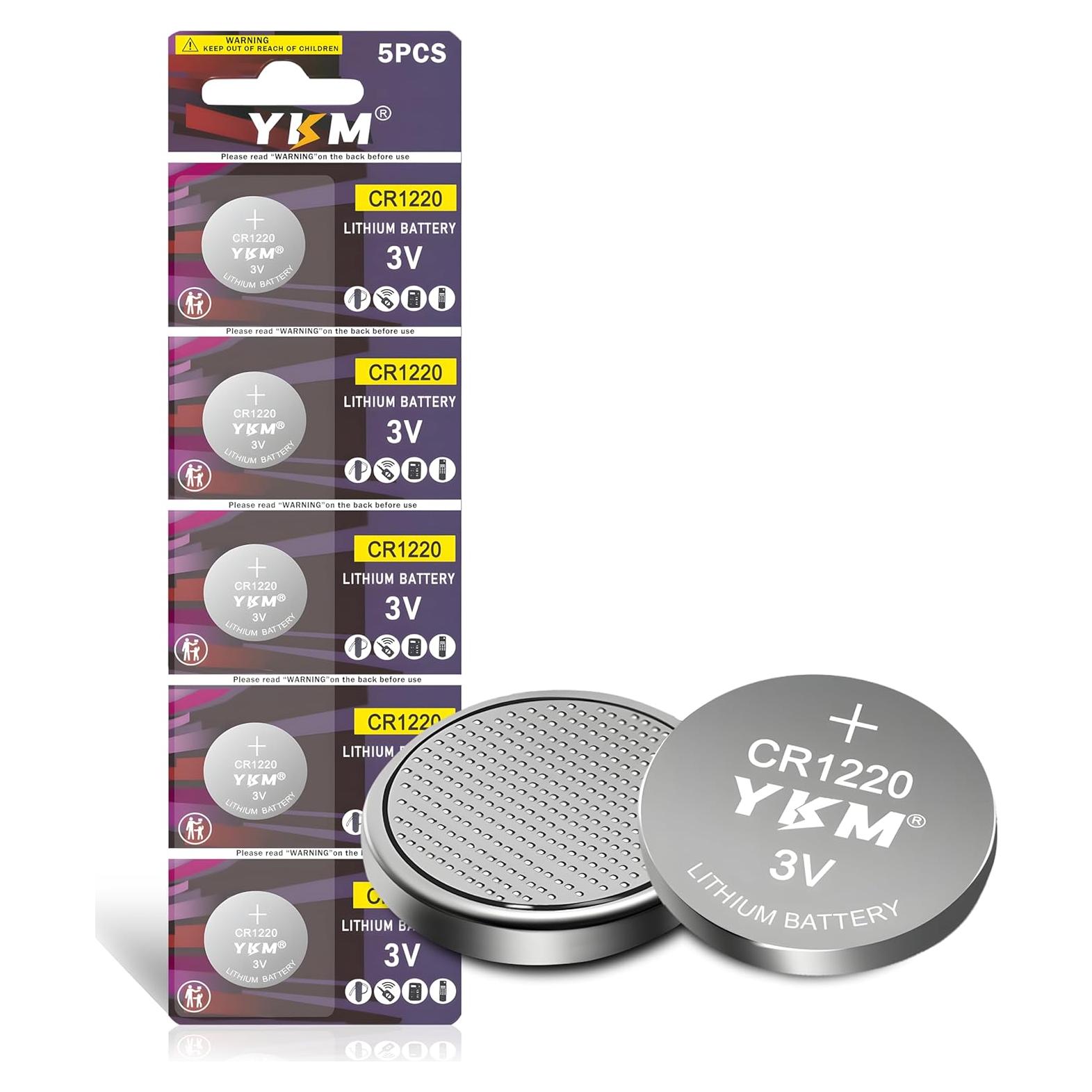 Paquete de 5 Baterías CR1220 YKM 3V para Reloj y Dispositivos