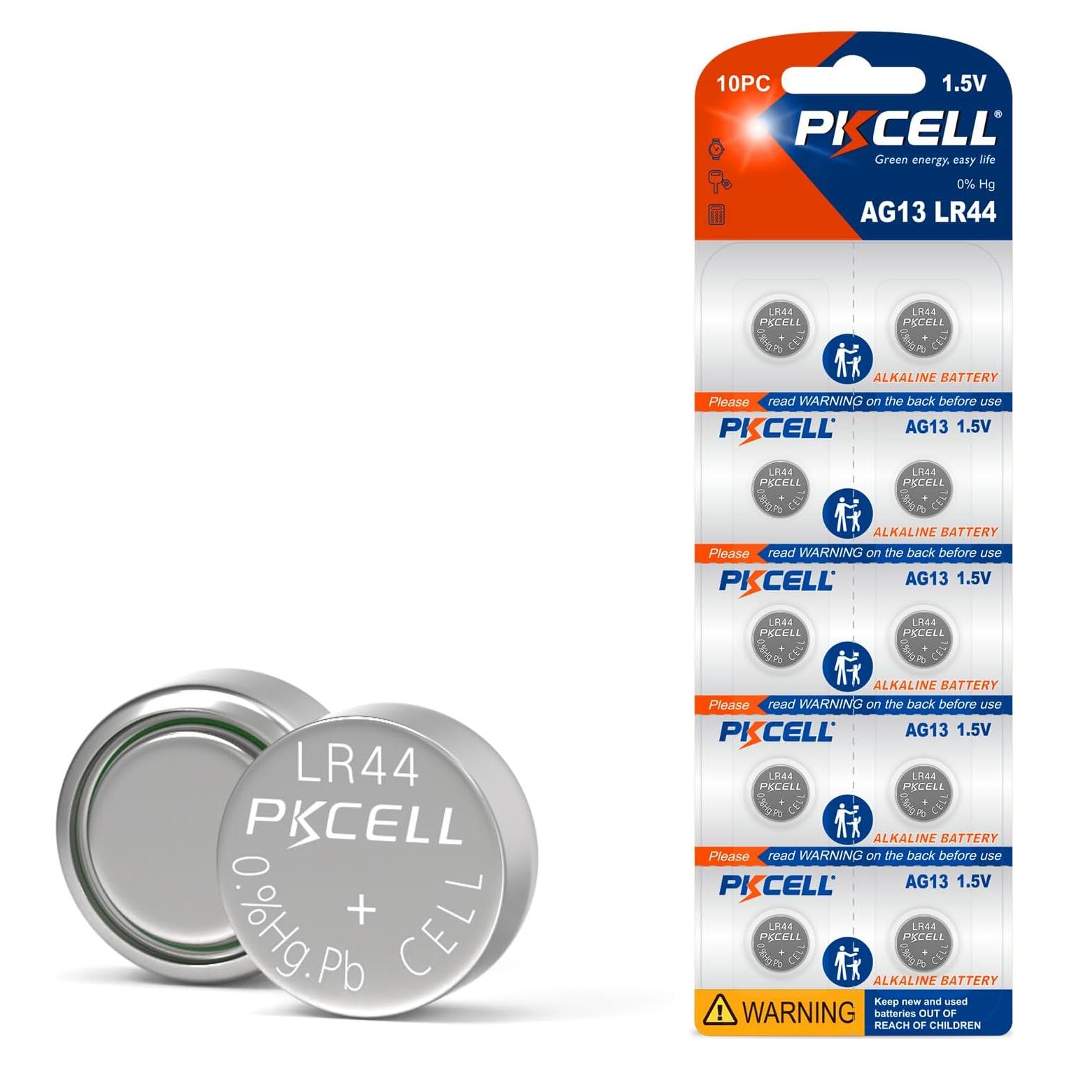 Baterías Alcalinas PKCELL LR44 1.5V - Paquete de 10 Unidades