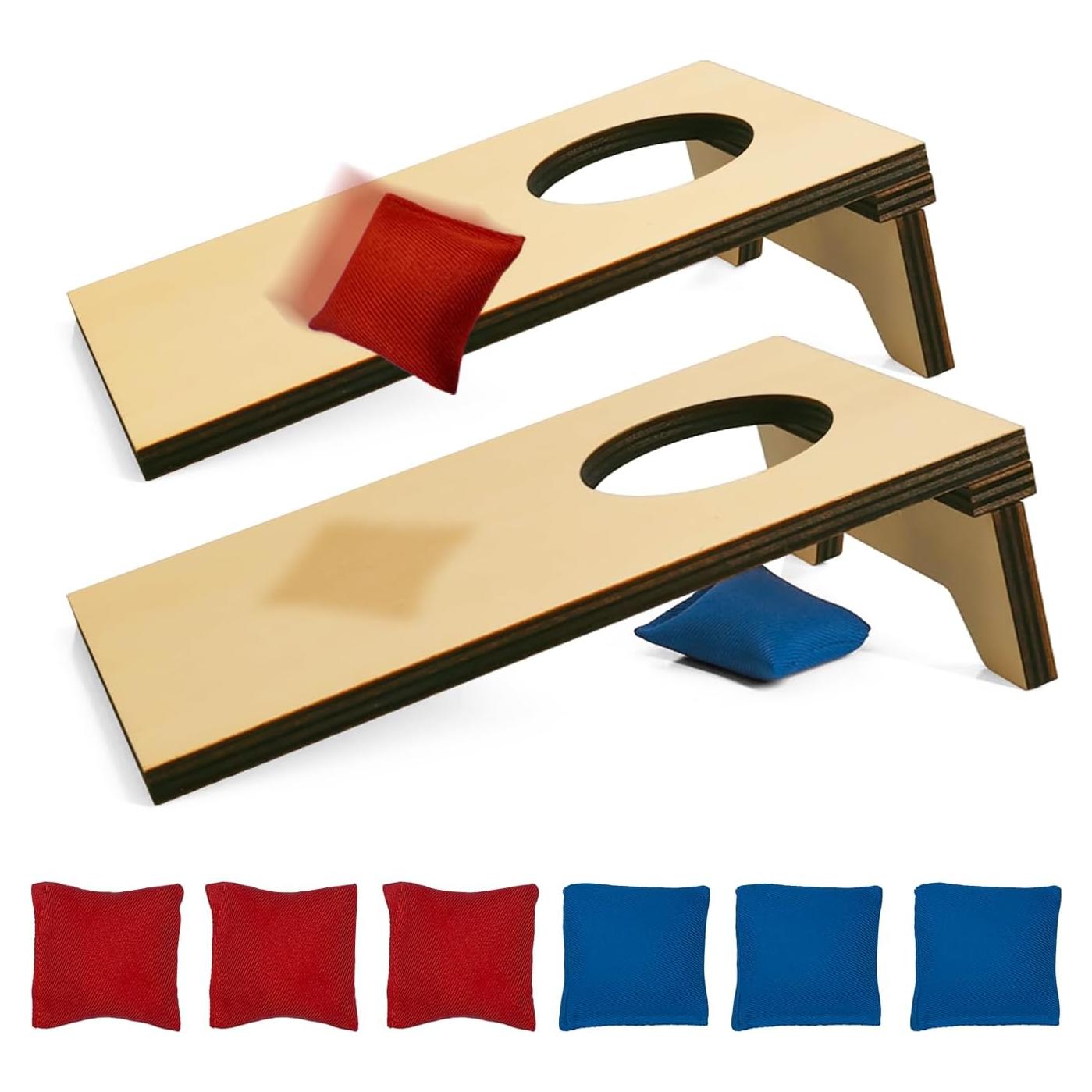 Juego de Cornhole Mini AIWEILUCK 2 Tableros Madera 25.6x18.3cm