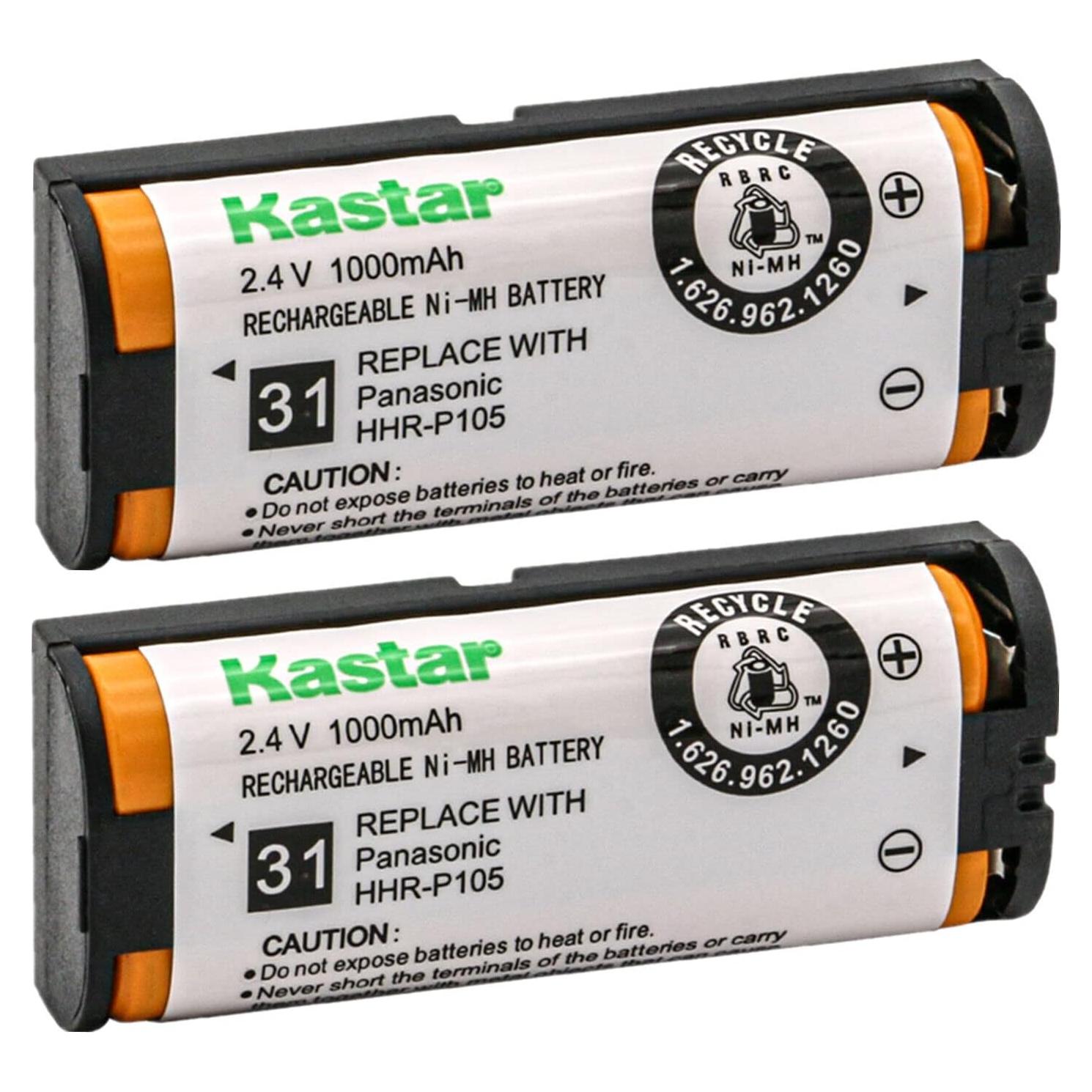 Batería Kastar 2-Pack Ni-MH 1000mAh 2.4V para Panasonic