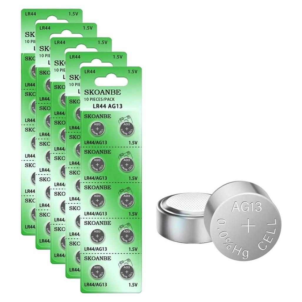 Baterías de botón SKOANBE LR44 AG13 50 unidades 1.5V