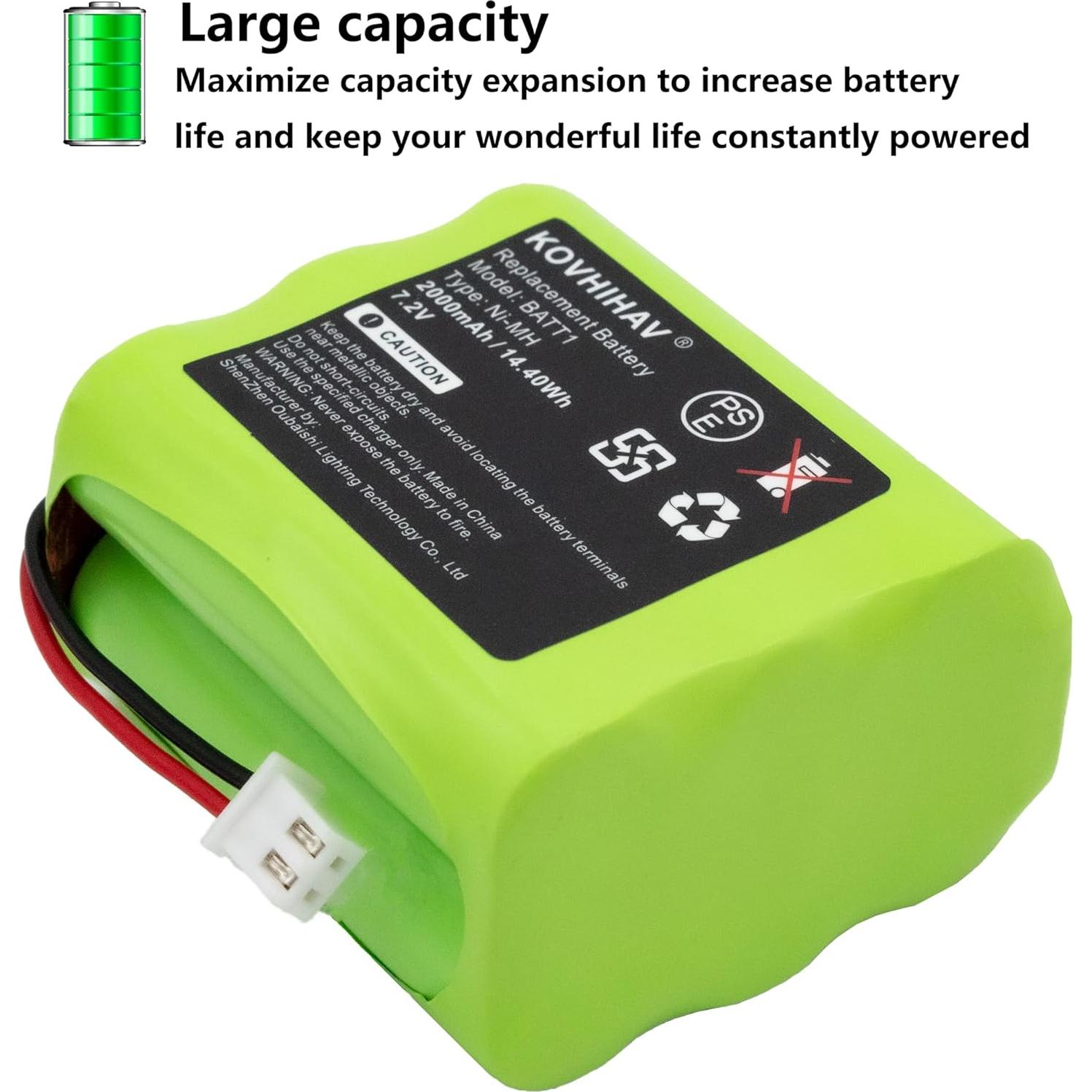 Batería de Alarma 2GIG BATT1X BATT2X 7.2V Ni-MH 2000mAh