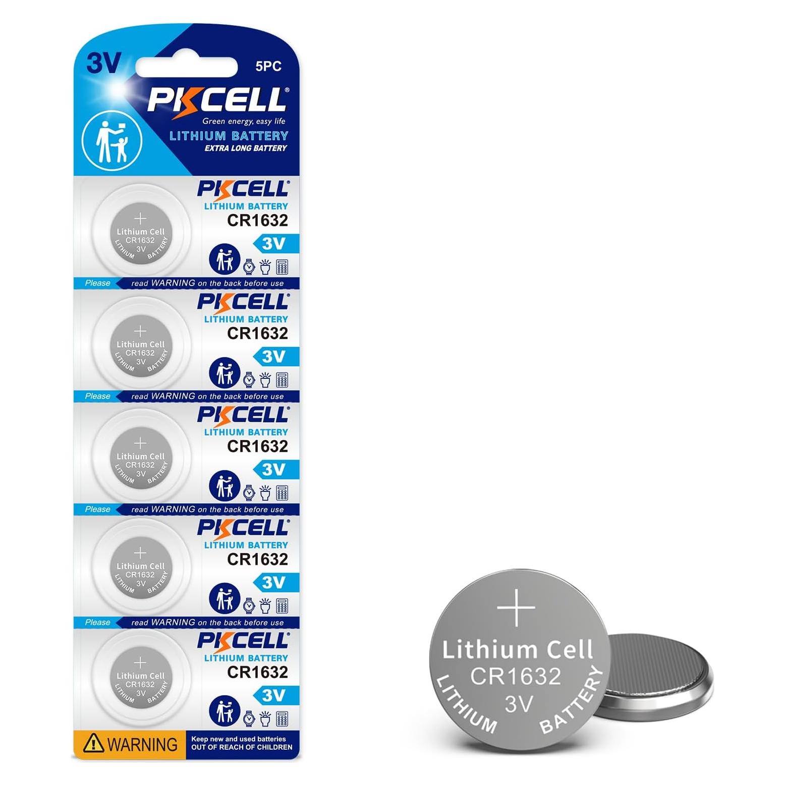 Batería de Litio PKCELL CR1632 3V - Paquete de 5 Unidades