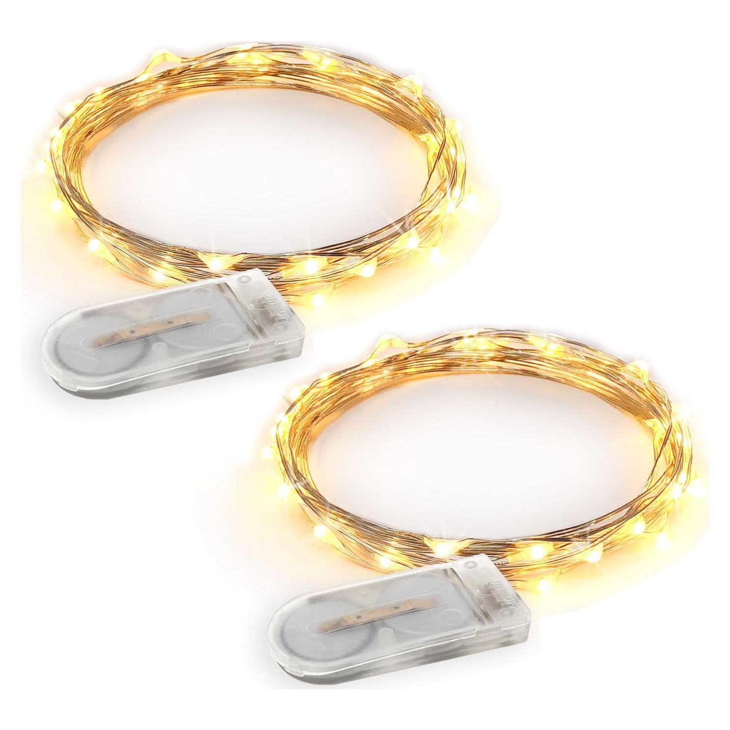 2 Sets Luces de Cuerda LED 20 Lámparas Blanco Cálido RTGS