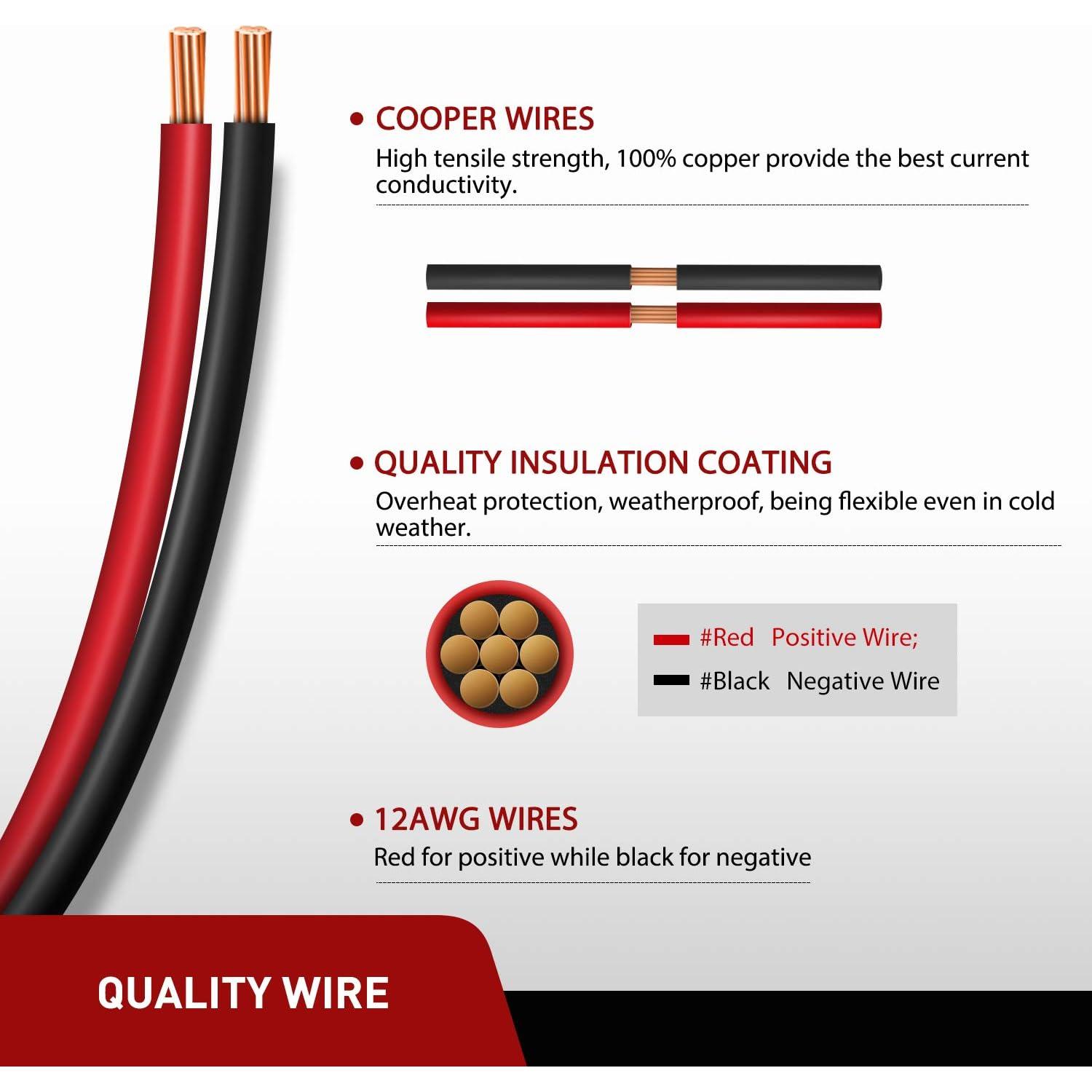 Toma de Corriente SAE Nilight 12AWG 2 Pines 33cm para Panel Solar