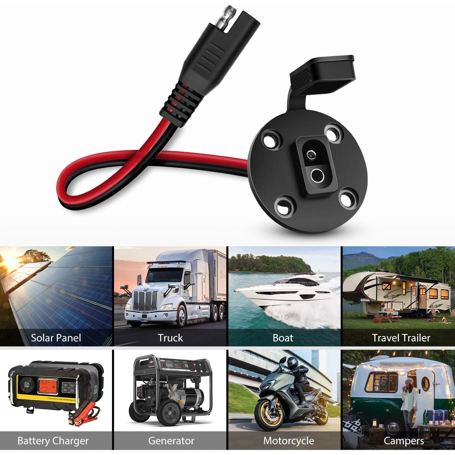 Toma de Corriente SAE Nilight 12AWG 2 Pines 33cm para Panel Solar