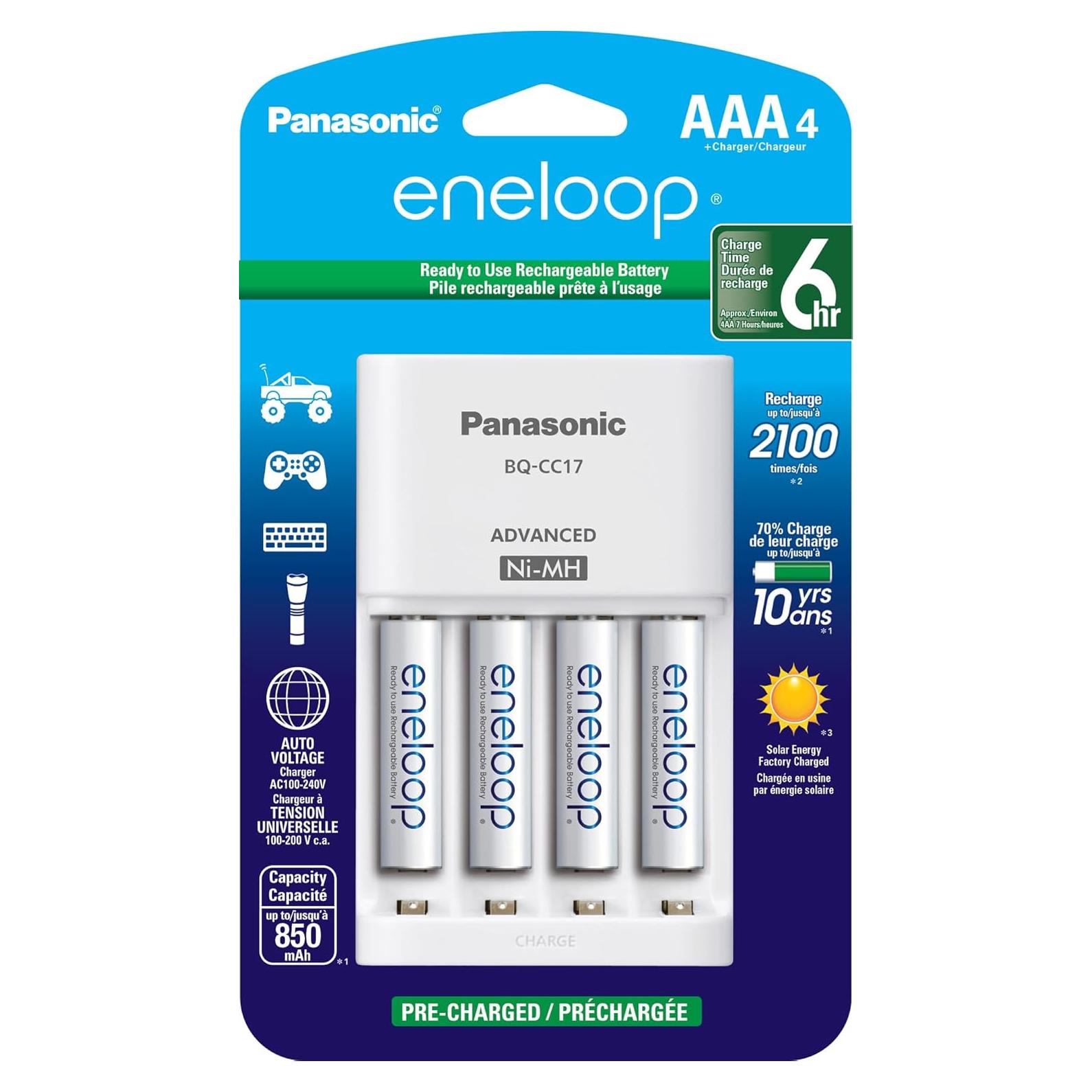 Cargador de Baterías Panasonic K-KJ17M3A4BA con 4 AAA eneloop