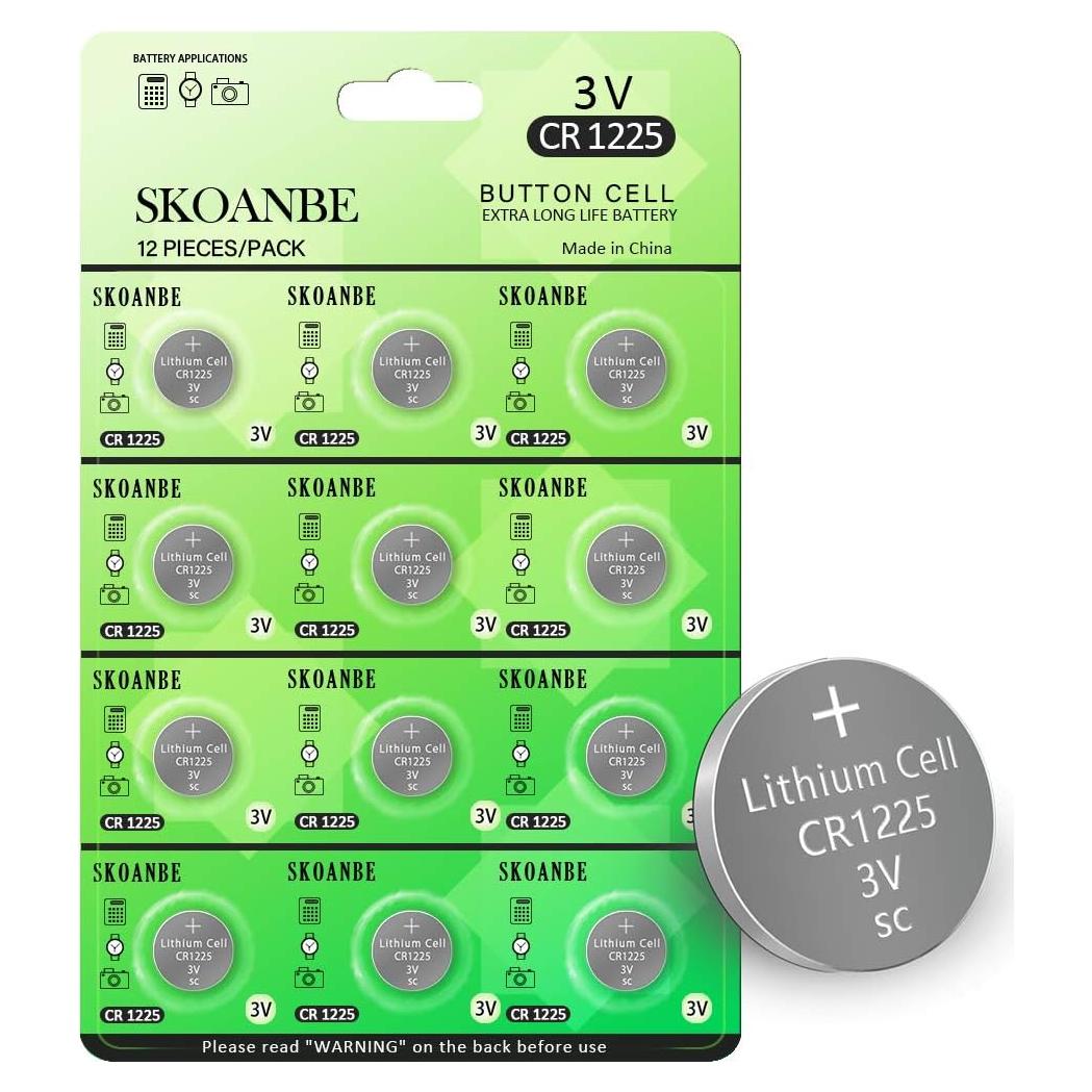 Baterías de Litio SKOANBE CR1225 3V - Paquete de 12 Unidades