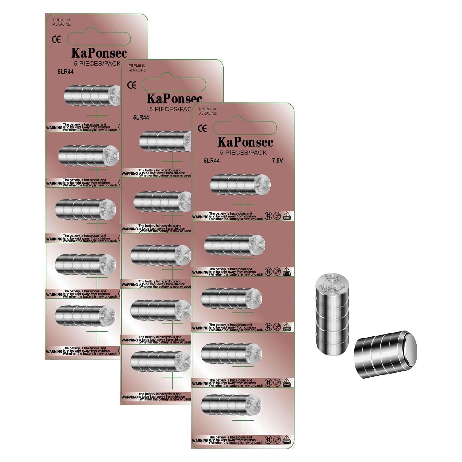 Paquete de 15 Baterías 7.5V 5LR44 KAPONSEC para Collares de Perro