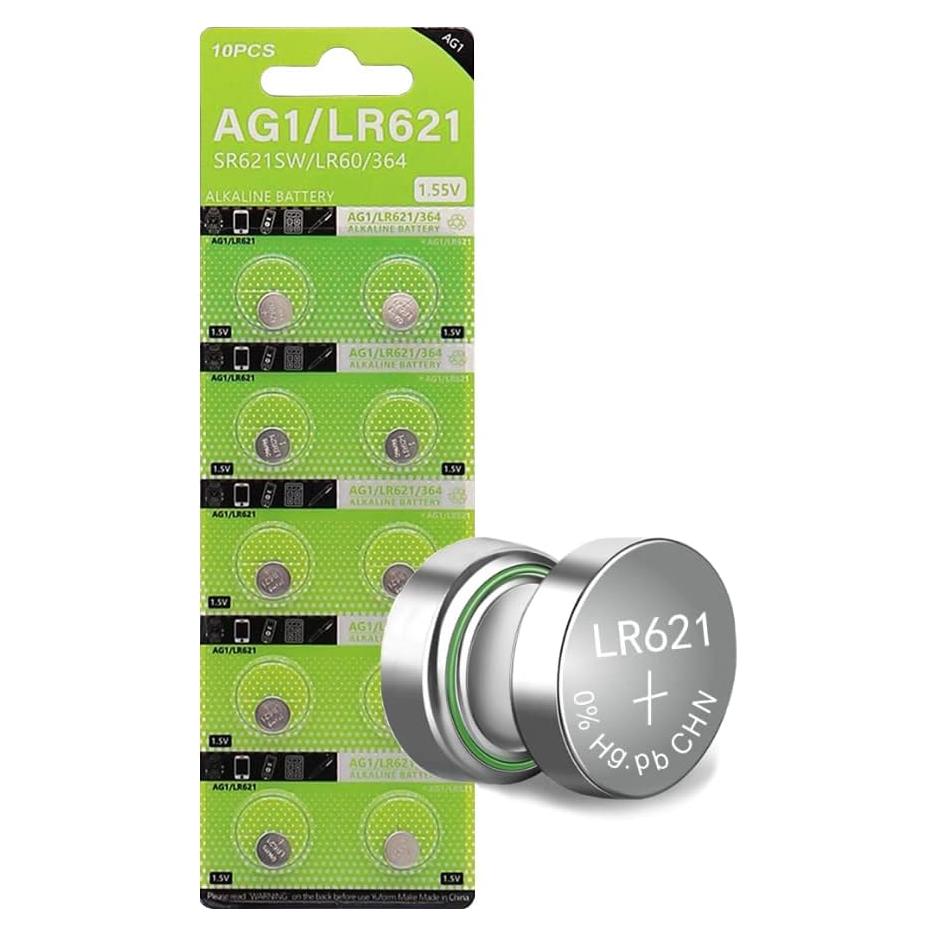 Baterías de botón Cotchear AG1 10pcs Alcalina 1.55V