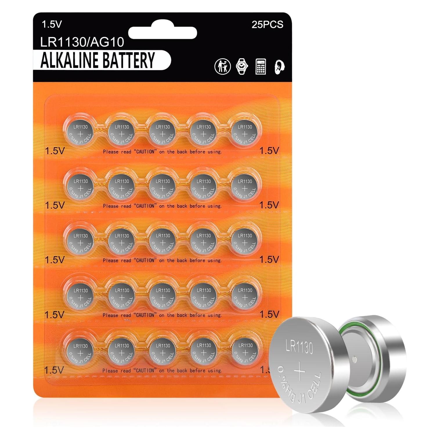 Baterías LR1130 Alcalinas de Larga Duración - Paquete de 25