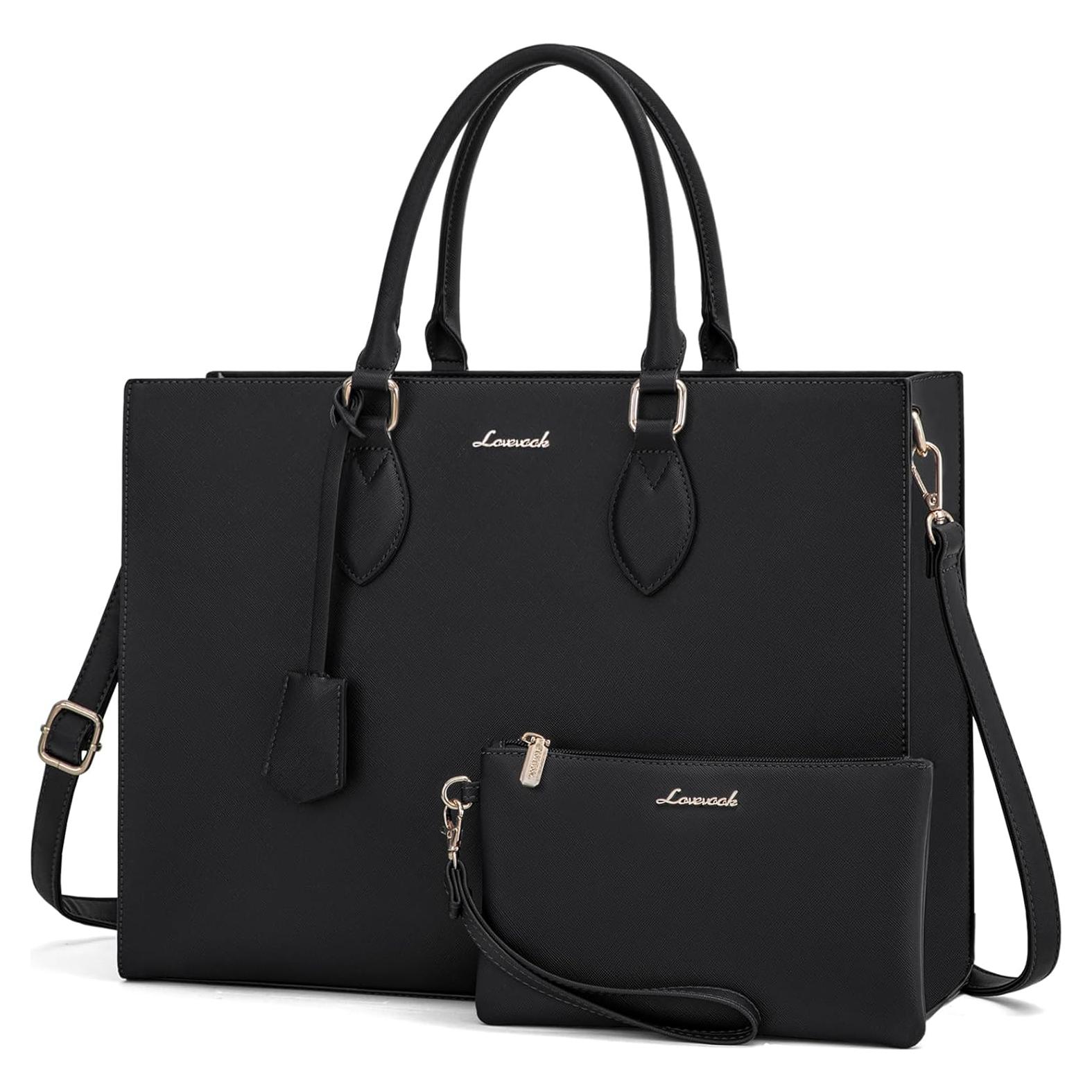 LOVEVOOK Bolsa de Mano para Laptop 15.6" Negra Mujer