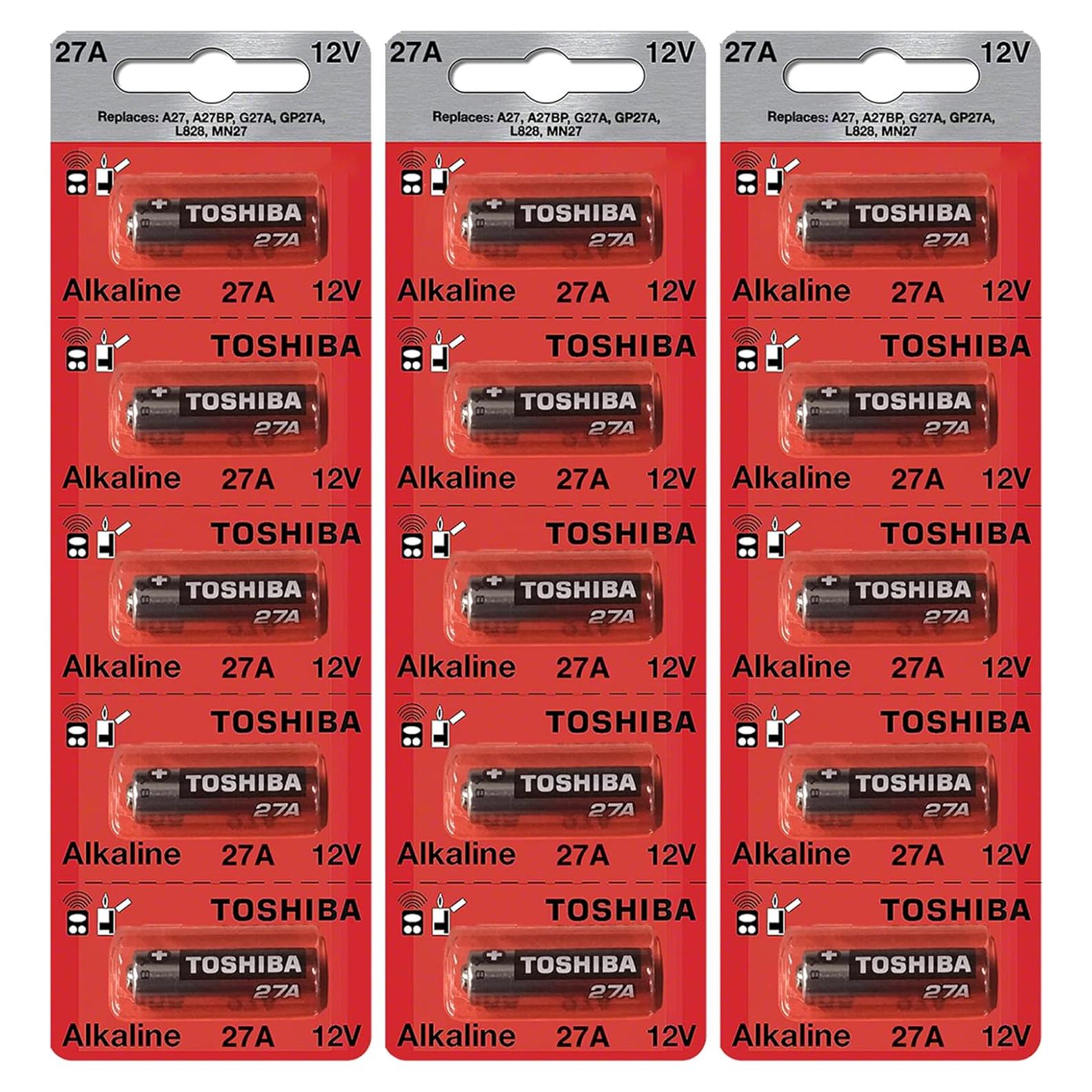 Baterías Alcalinas Toshiba 27A 12V - 15 Unidades