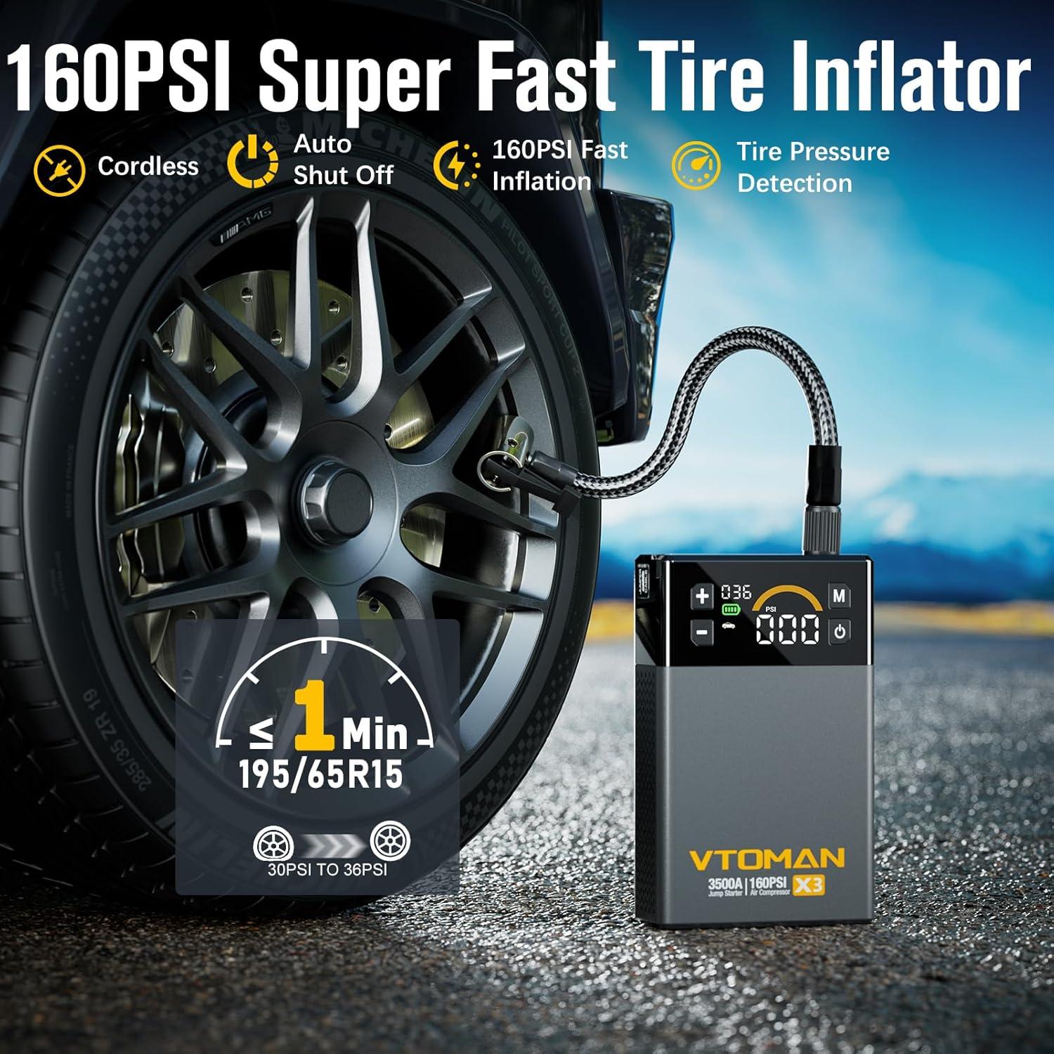 Arrancador de Salto VTOMAN X3 con Compresor 3500A 12V