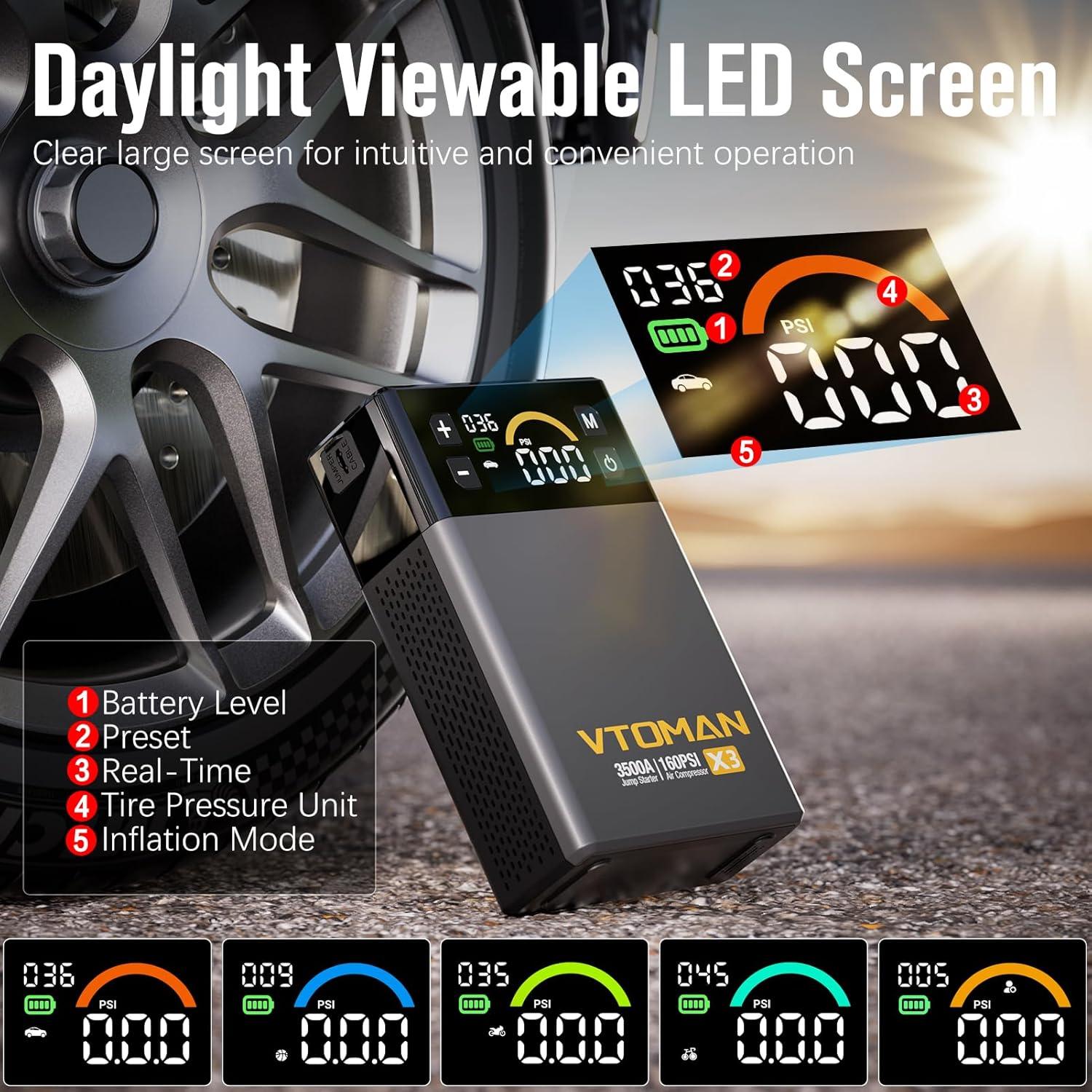 Arrancador de Salto VTOMAN X3 con Compresor 3500A 12V