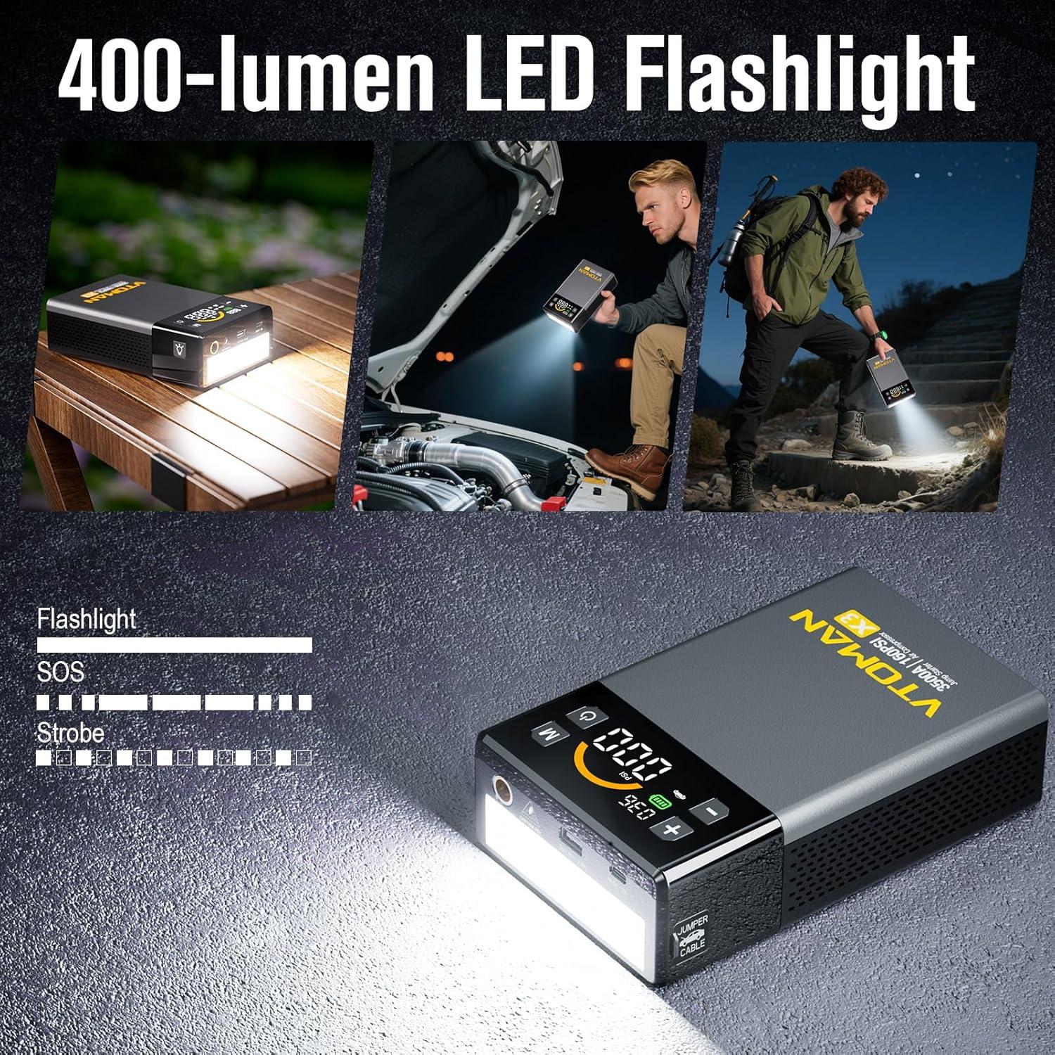 Arrancador de Salto VTOMAN X3 con Compresor 3500A 12V