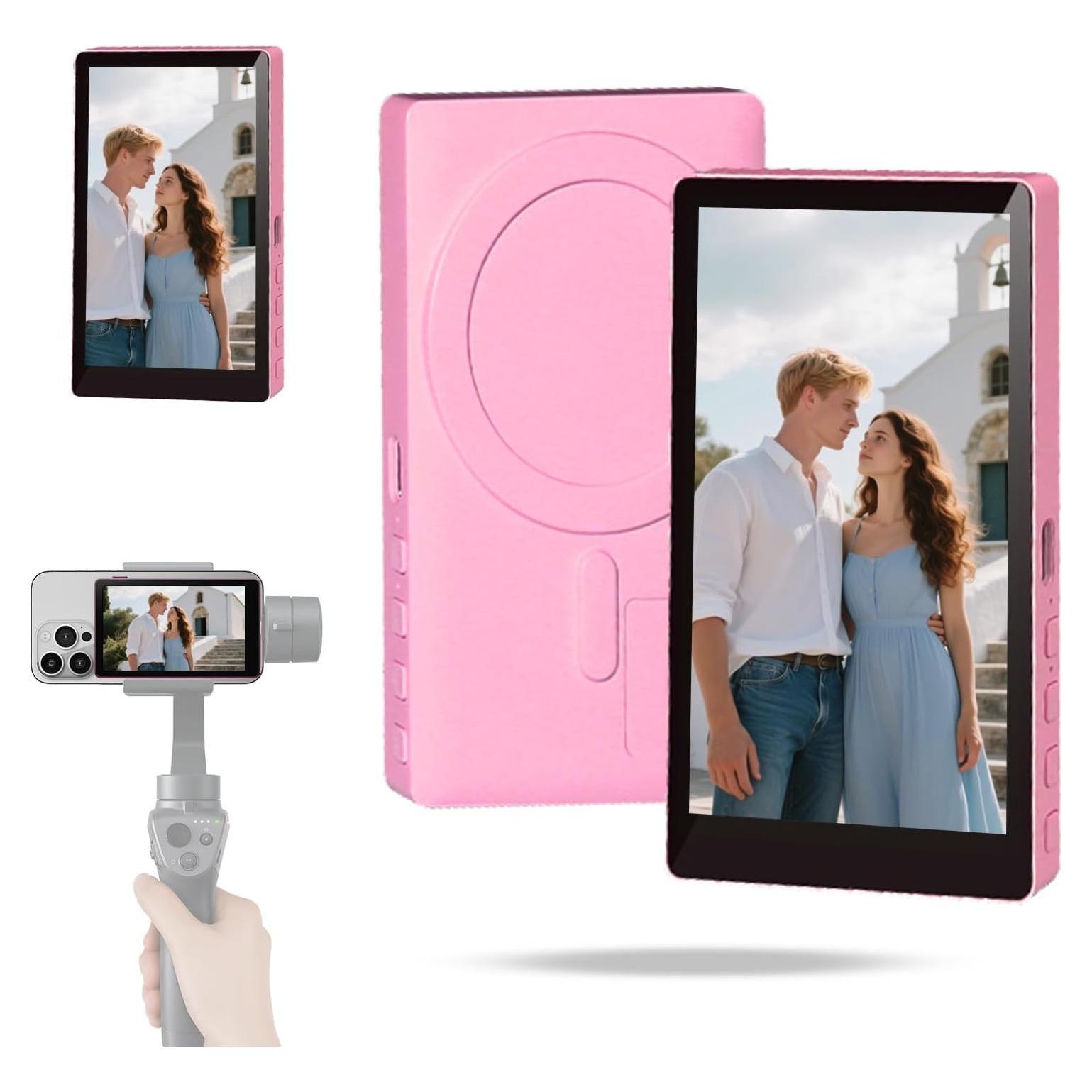 Pantalla Monitor Selfie COKAIYI Rosa 4K 30fps Inalámbrica