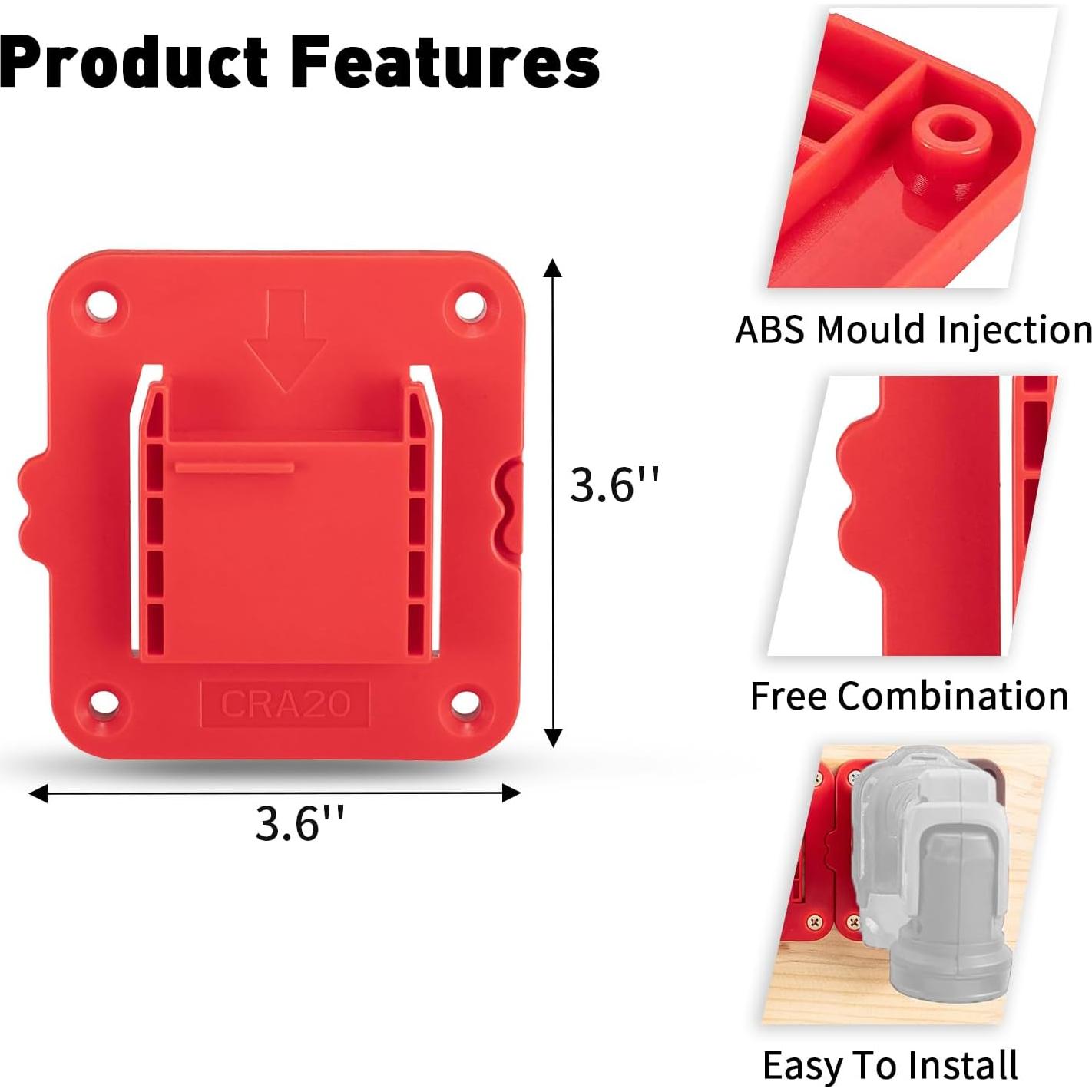 Soporte para herramientas Crtbelfy 20V - 5 paquetes ABS rojo