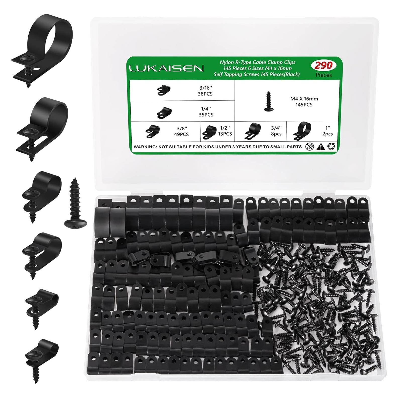 Clips de Cable Nylon LuKaiSen 290 Piezas 6 Tamaños