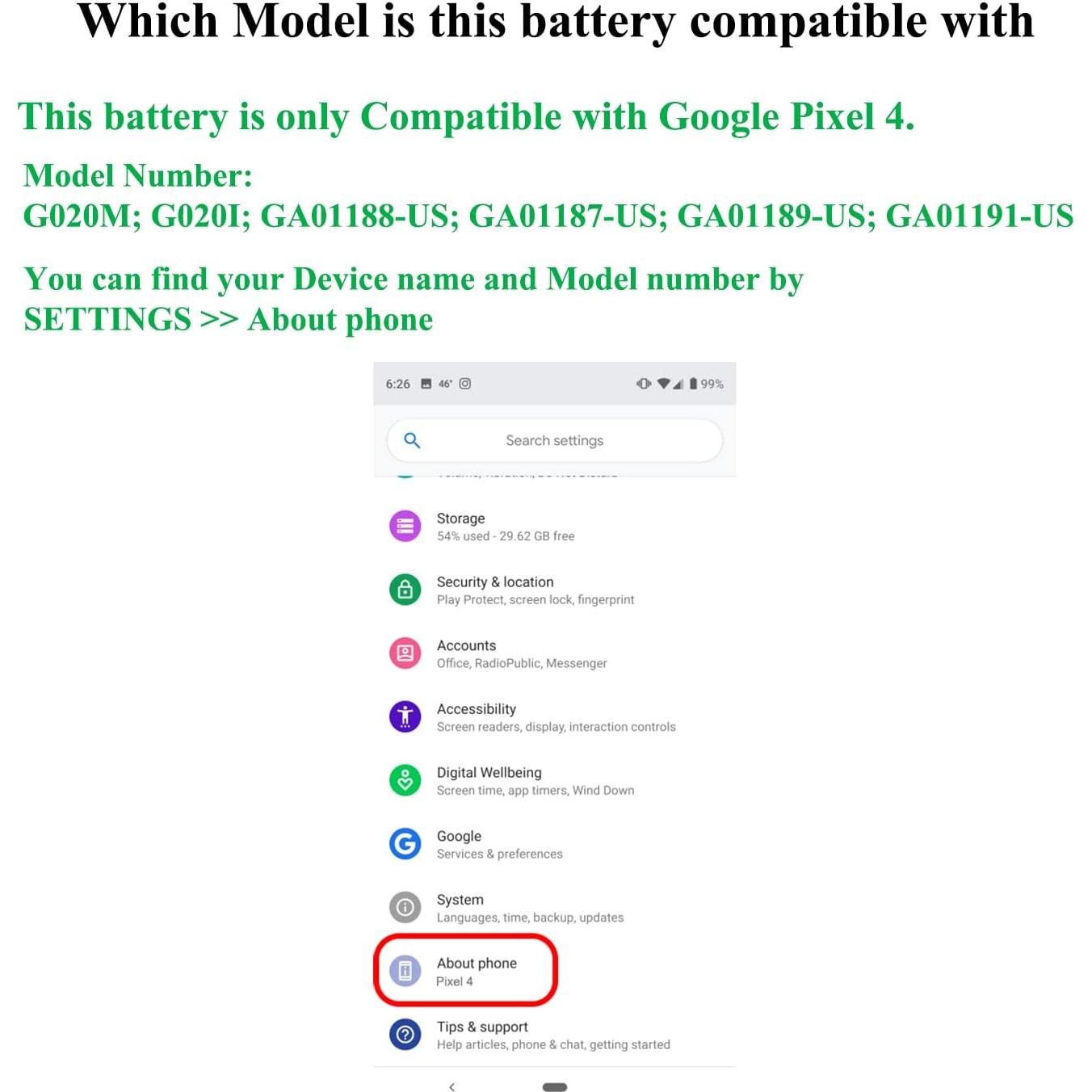 Batería de Reemplazo OEM para Google Pixel 4 con Herramientas